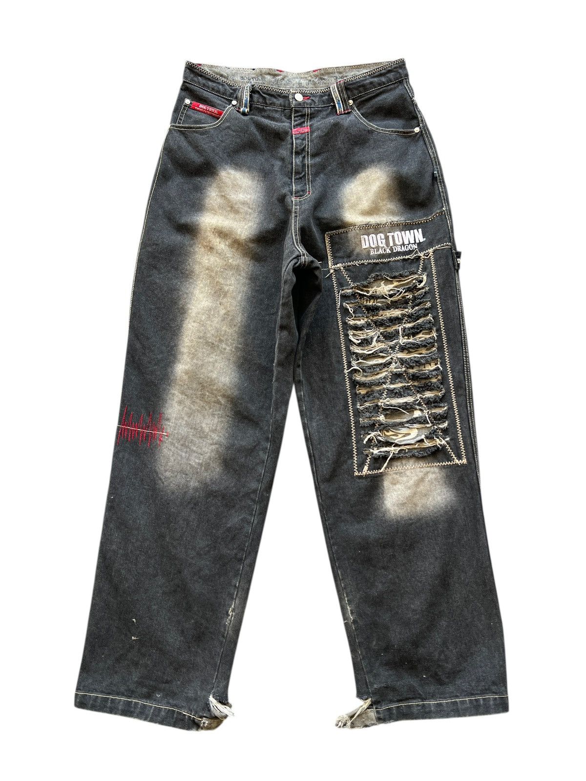 Dogtown 🔥 Vintage Dogtown Black Dragon Skateboards Denim Jeans Size US 32 / EU 48 - 1 Thumbnail