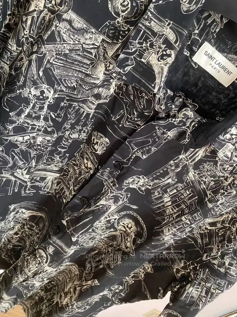 Saint Laurent Paris Saint Laurent Skull Print Short Sleeve Shirt. Size US XS / EU 42 / 0 - 2 Thumbnail
