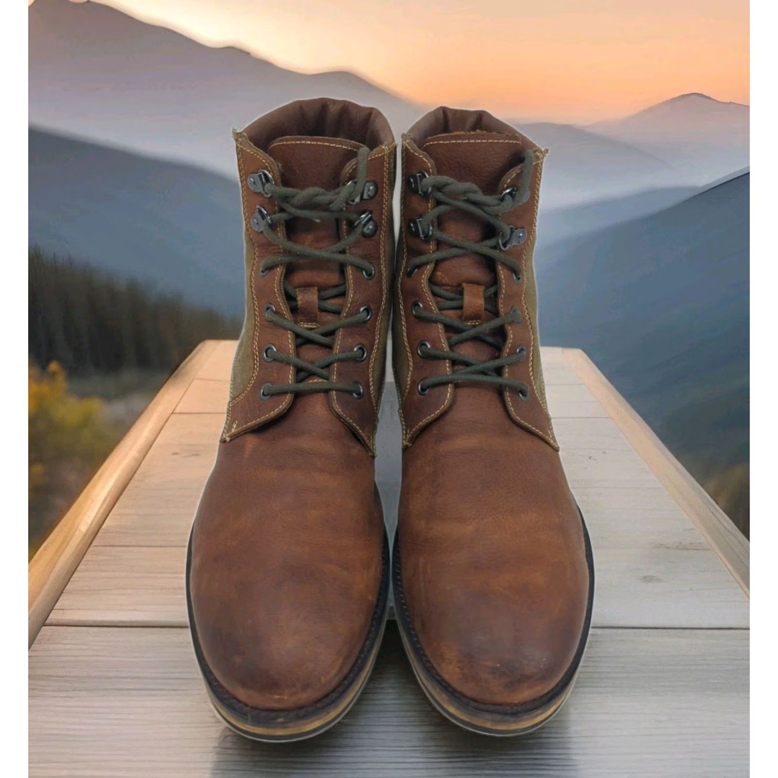 Vintage Aston Grey Canyon Boots Mens 10.5 Chukka Ankle Leather Brown Tobacco Canvas Leather Boots Casual Mens Size 10.5 US Boots Brown Leather Canyon Size US 11 / EU 44 - 4 Thumbnail
