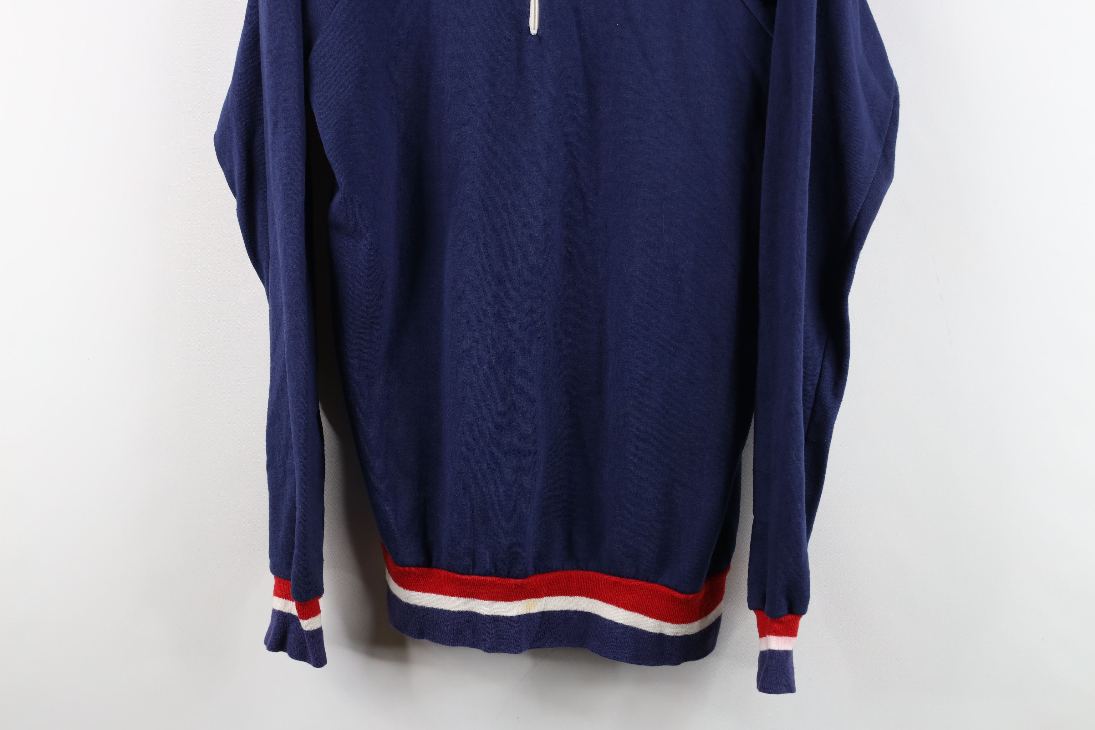 Vintage Vintage 70s Streetwear Striped Half Zip Sweatshirt USA Size US L / EU 52-54 / 3 - 3 Thumbnail