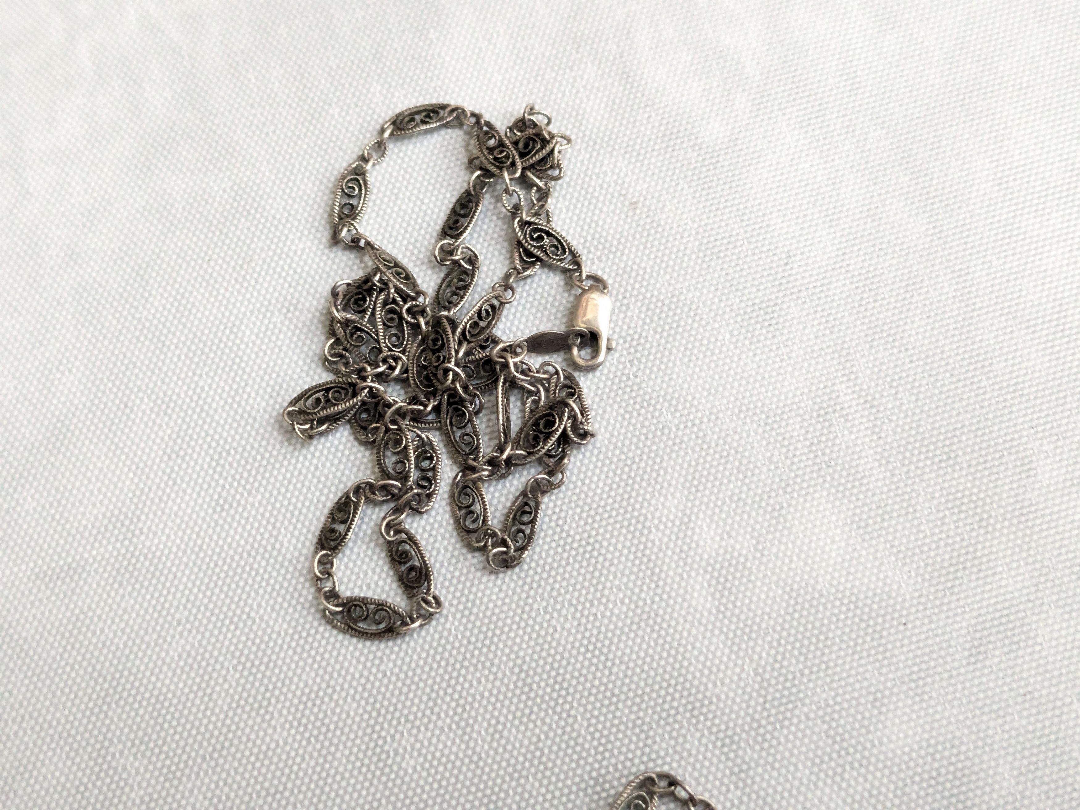 Jewelry Vintage Sterling Silver Necklace Anklet 20" Filigree Swirl Size ONE SIZE - 10 Thumbnail