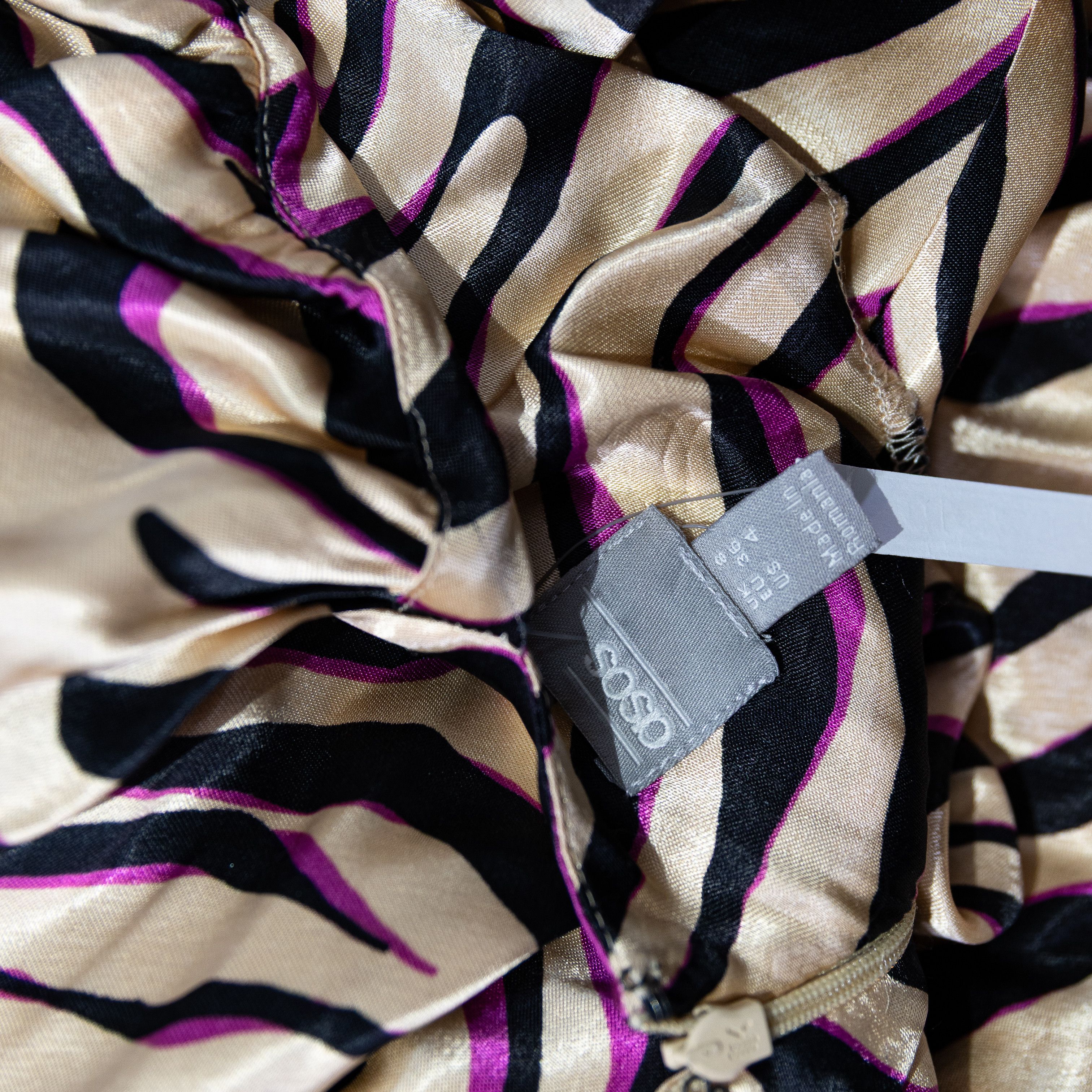 Asos NEW ASOS Zebra Animal Print Pattern Satin Size S / US 4 / IT 40 - 2 Thumbnail