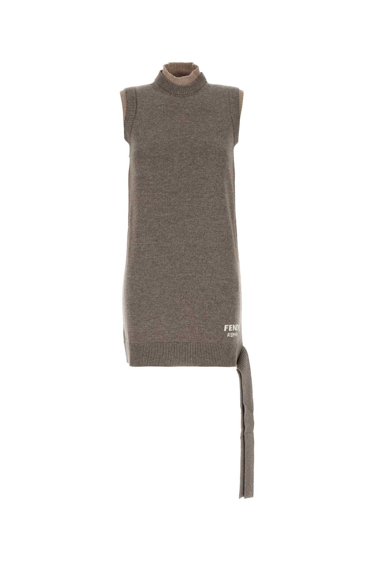 Fendi Brown Wool Blend Dress Size S / US 4 / IT 40 - 1 Thumbnail