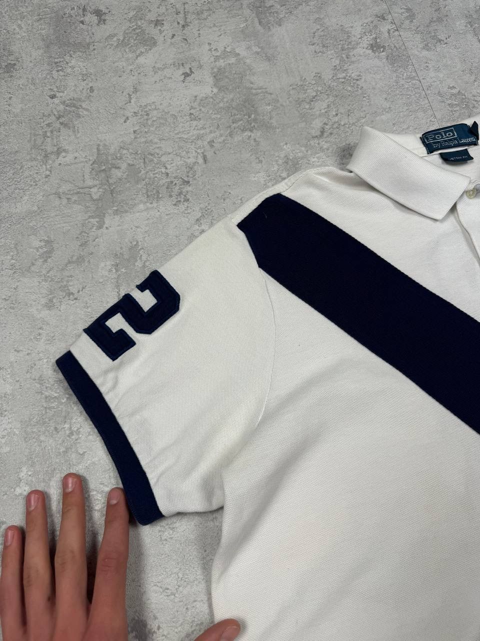 Polo Ralph Lauren Vintage Polo Ralph Lauren Number 2 Polo Stripe White Navy Size US XL / EU 56 / 4 - 4 Thumbnail