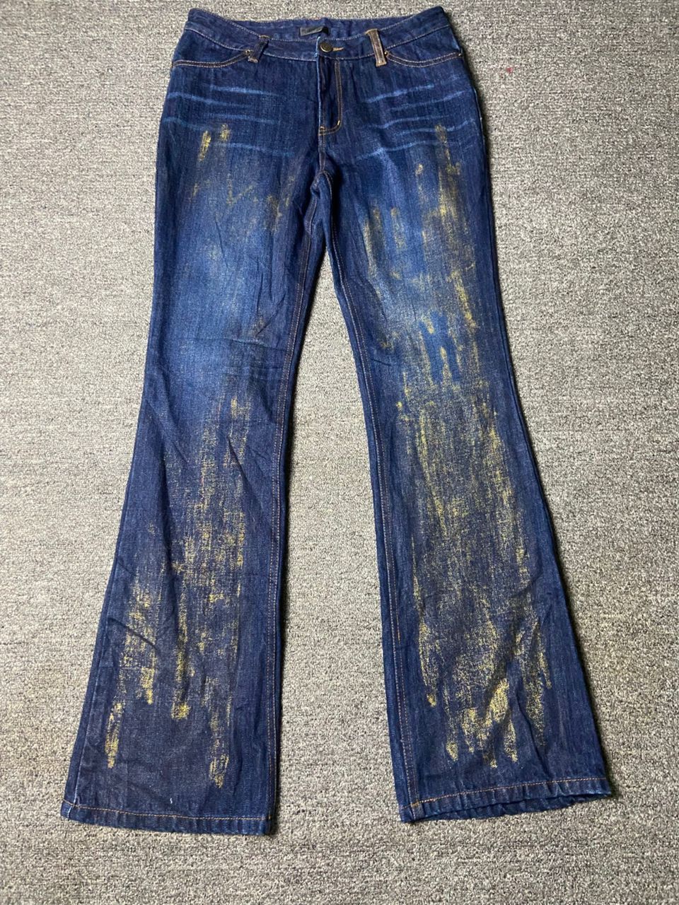 Japanese Brand Quatre Lien Bootcut Jeans with Gold Paint Splatter (153) Size 29" - 1 Thumbnail