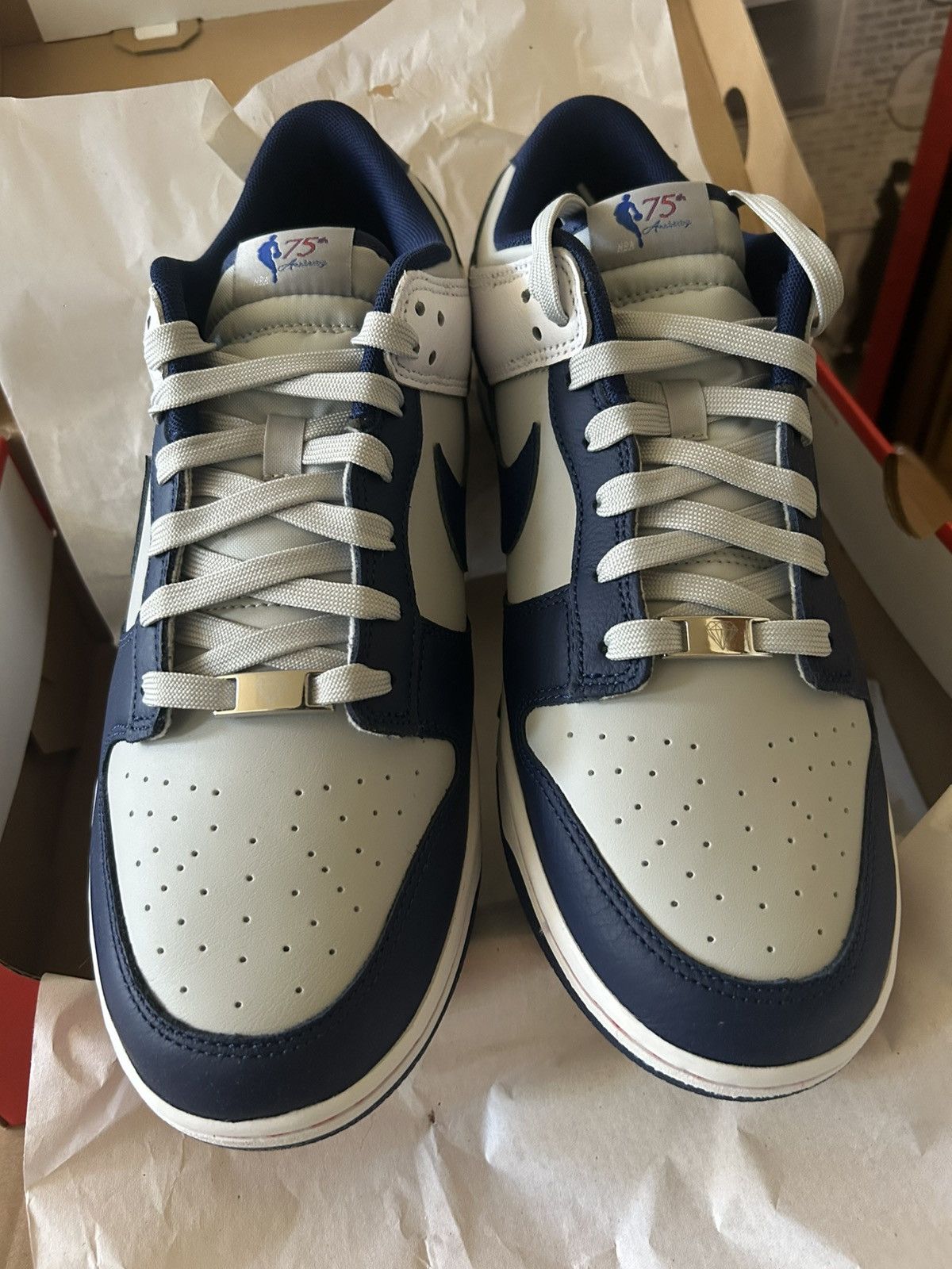 Nike Nike Dunk Low EMB NBA 75th Anniversary Brooklyn Nets Sz12 Size US 12 / EU 45 - 3 Thumbnail