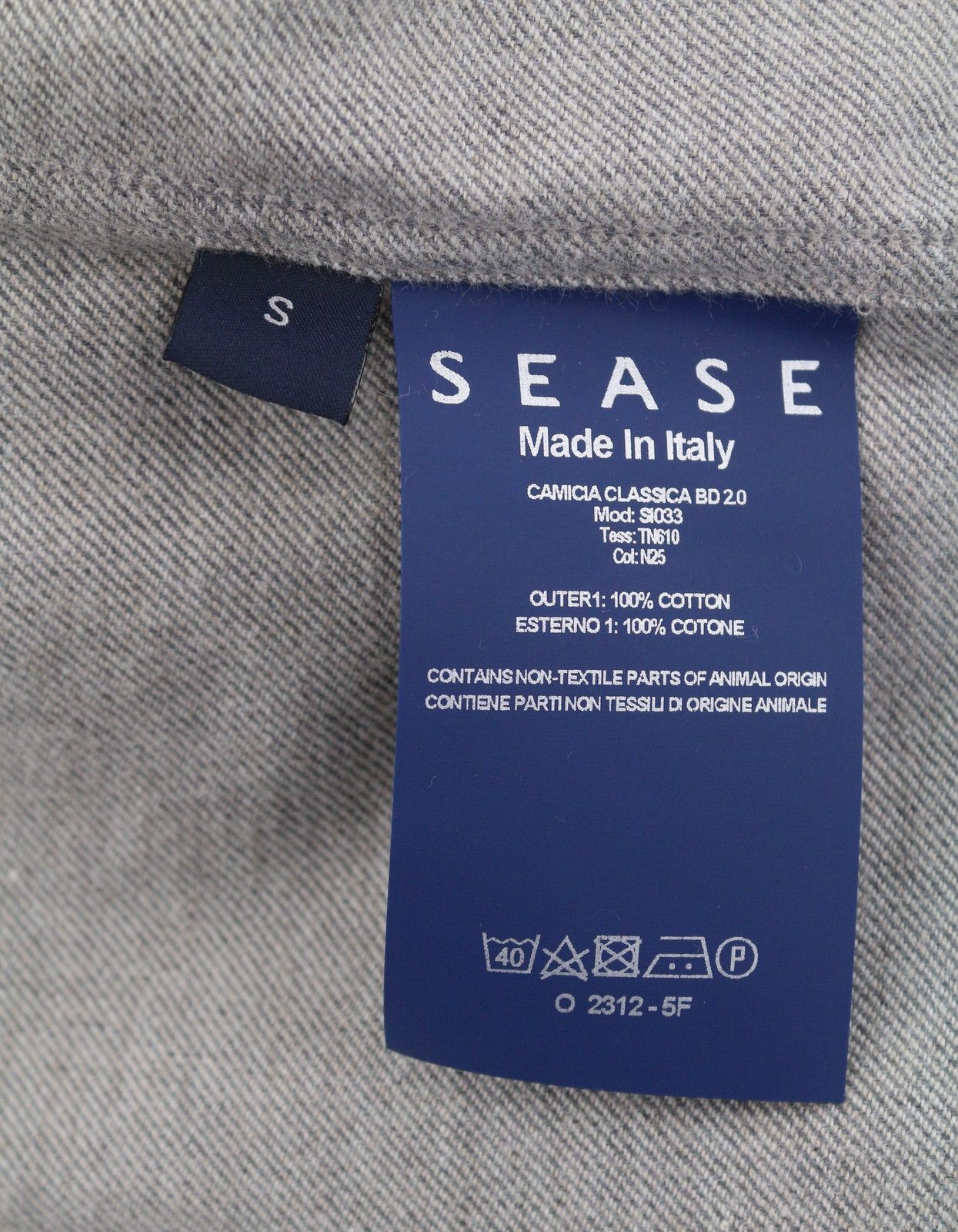 SEASE SI033 CAMICA CLASSICA BD 2.0 S Grey Melange 90126 Size US S / EU 44-46 / 1 - 7 Thumbnail