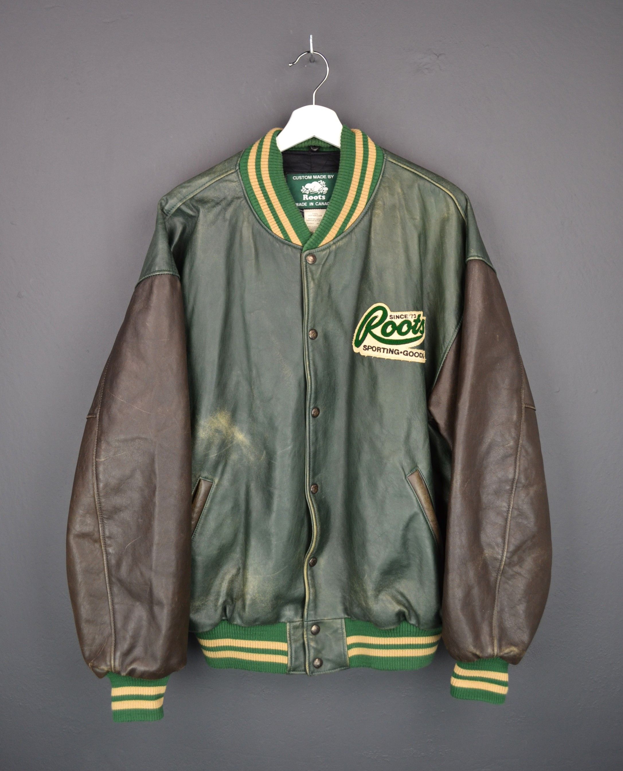 Roots Roots Vintage 90s Green Ford Build Tough Leather Varsity XXL Size US XXL / EU 58 / 5 - 2 Thumbnail