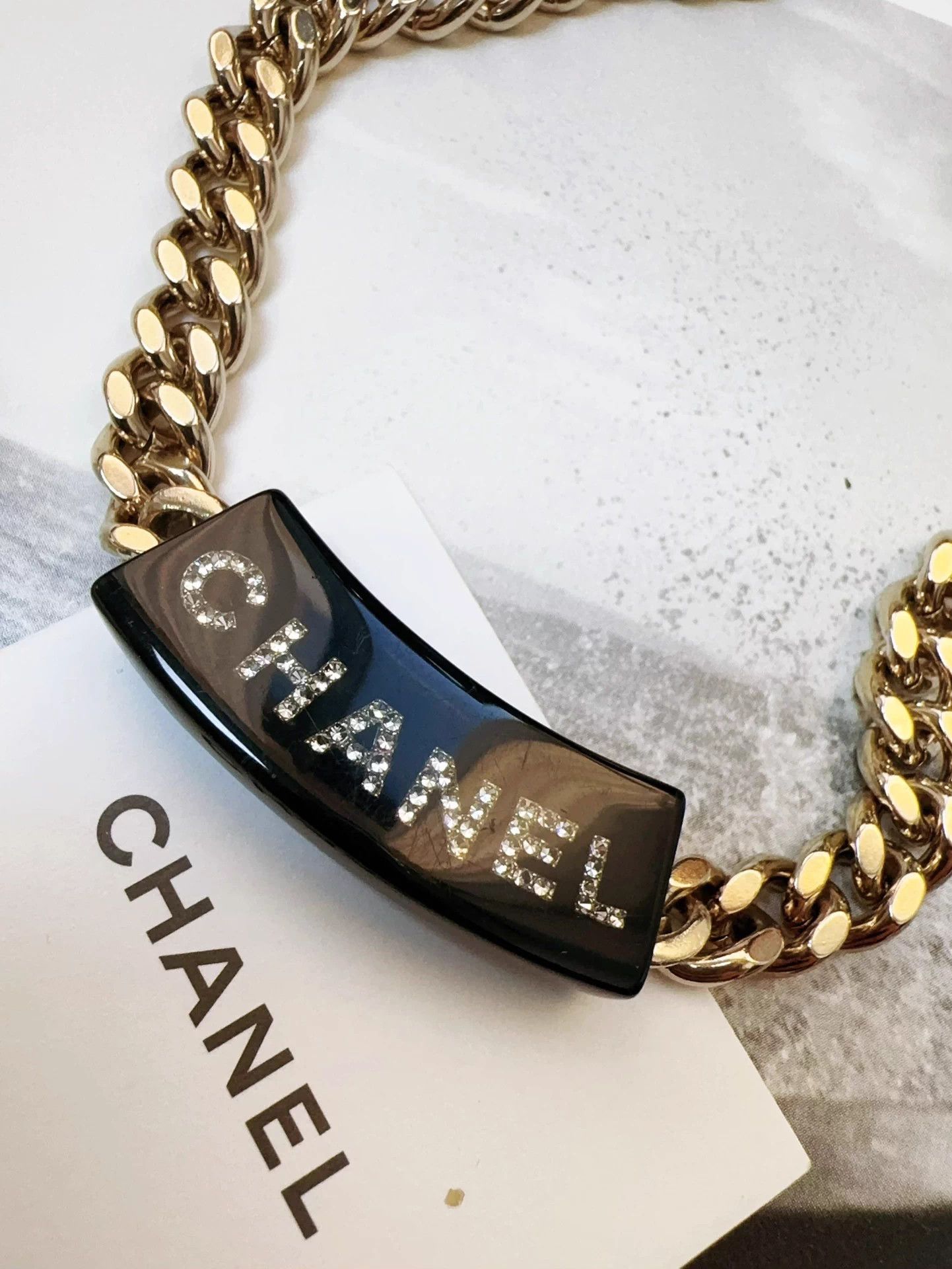 Chanel Chanel 22B Black Acrylic Crystal Logo Bracelet Size ONE SIZE - 3 Thumbnail