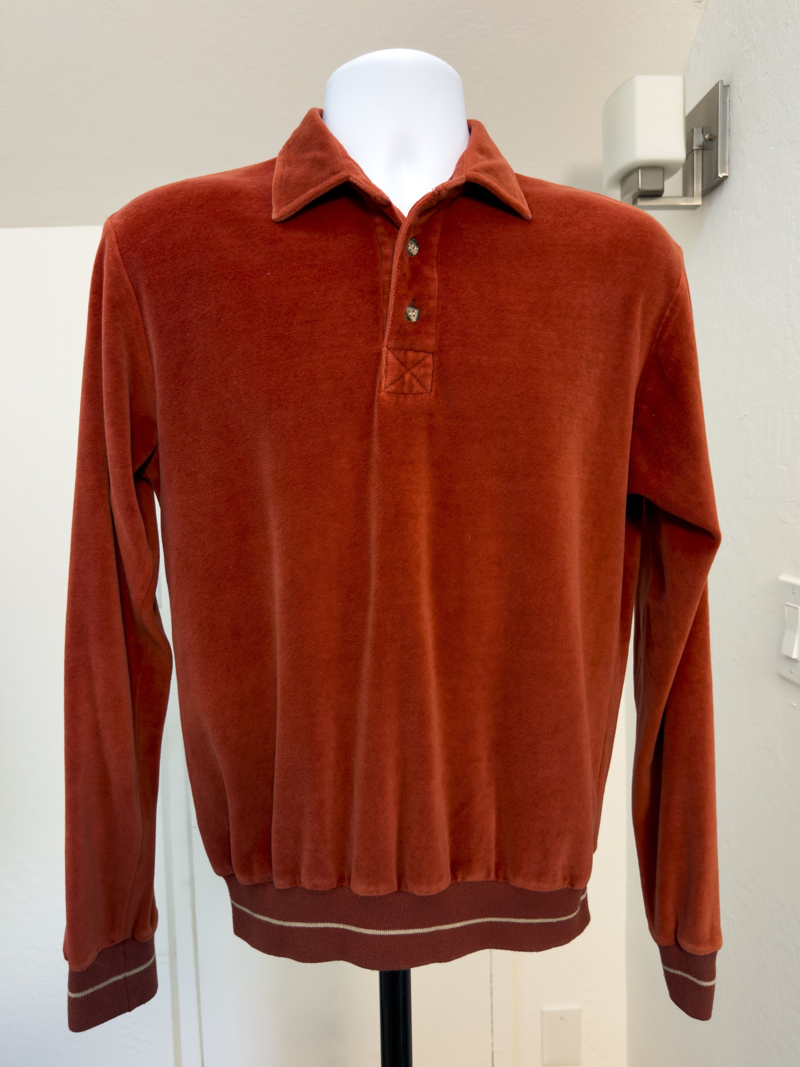 Other Vintage Troy Hill Rust Velour Collared Pullover Sweatshirt Size US M / EU 48-50 / 2 - 1 Thumbnail