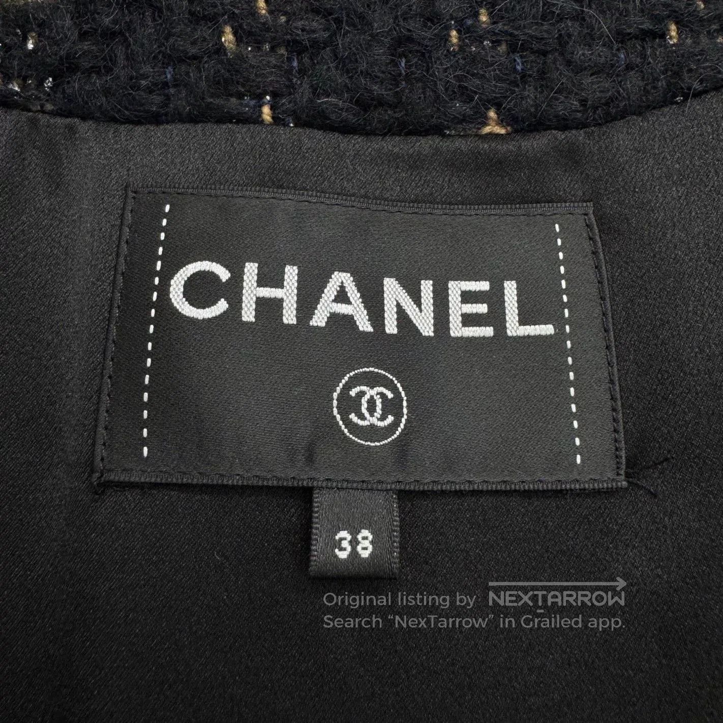 Chanel Chanel Black Gold Plaid Wool Coat. Size M / US 6-8 / IT 42-44 - 3 Thumbnail