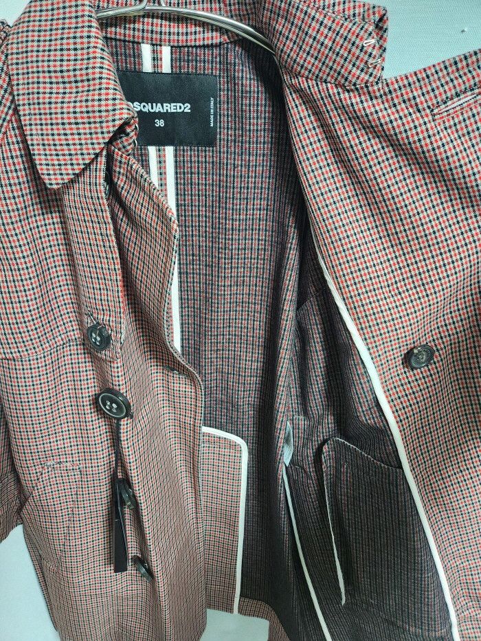 Dsquared2 DSQUARED2 Checkered Trench Coat Size XS / US 0-2 / IT 36-38 - 6 Thumbnail