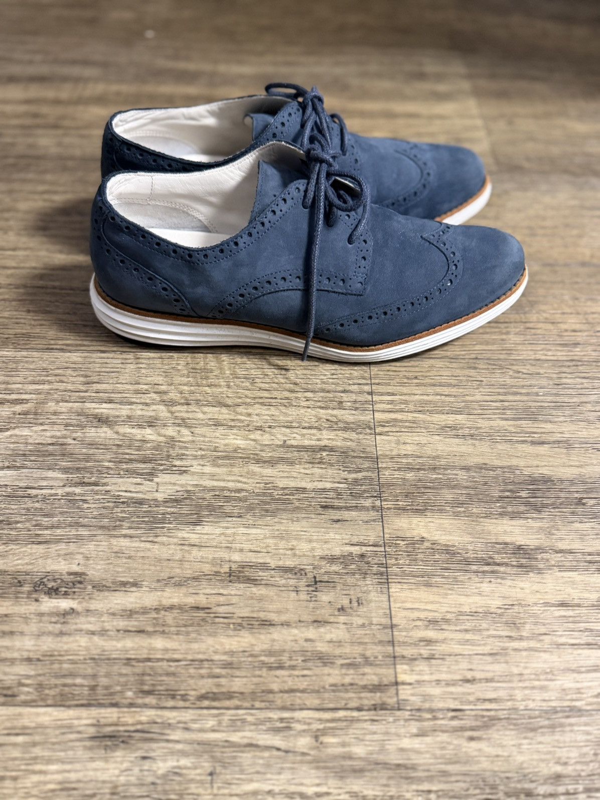 Cole Haan Cole Haan OriginalGrand Blue Suede Wingtip Oxfords - Size 7B Size US 7 / IT 37 - 6 Thumbnail