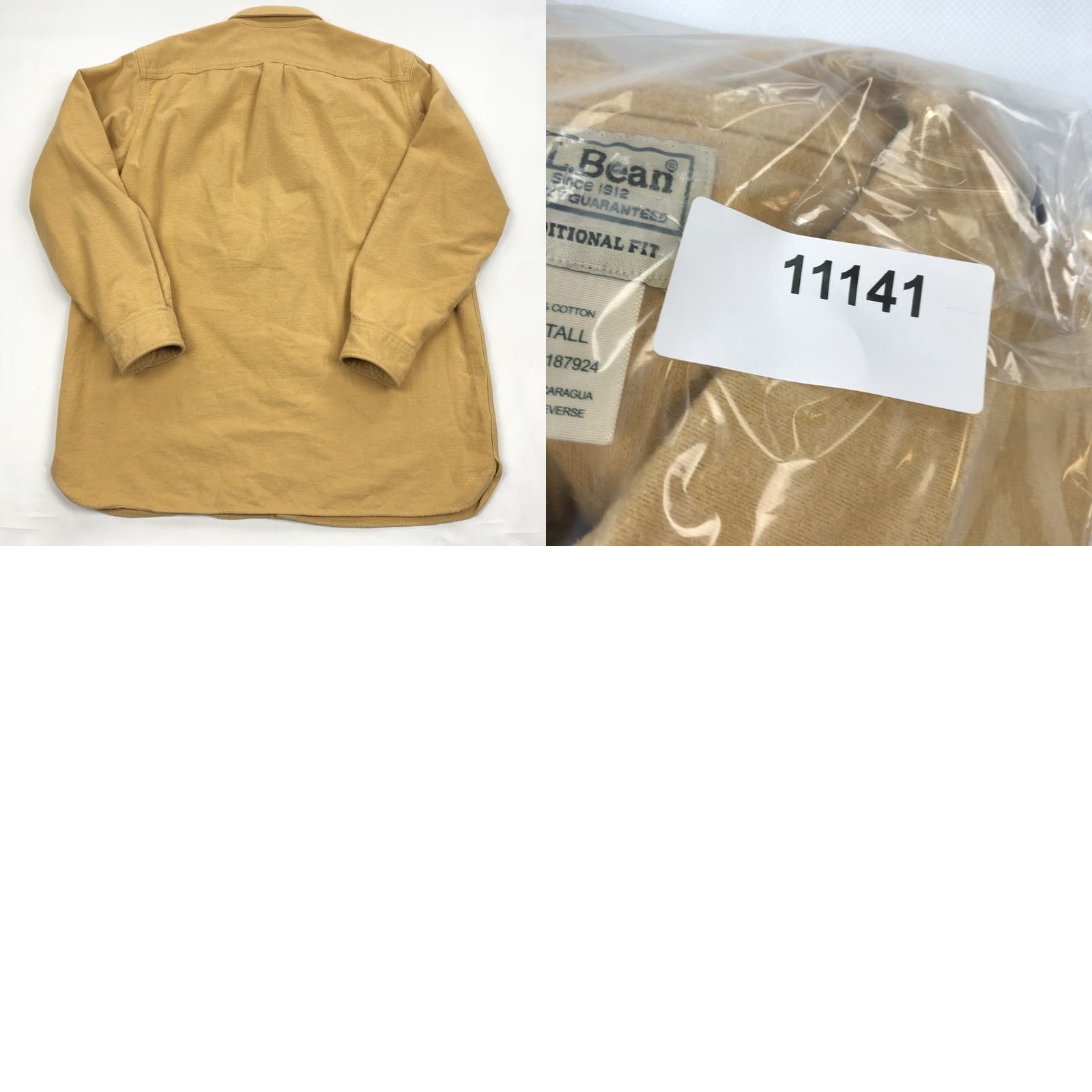 Vintage L.L.Bean Mens L Tall Traditional Fit Flannel Button-Down Shirt Mustard Yellow Tan Size US L / EU 52-54 / 3 - 8 Thumbnail
