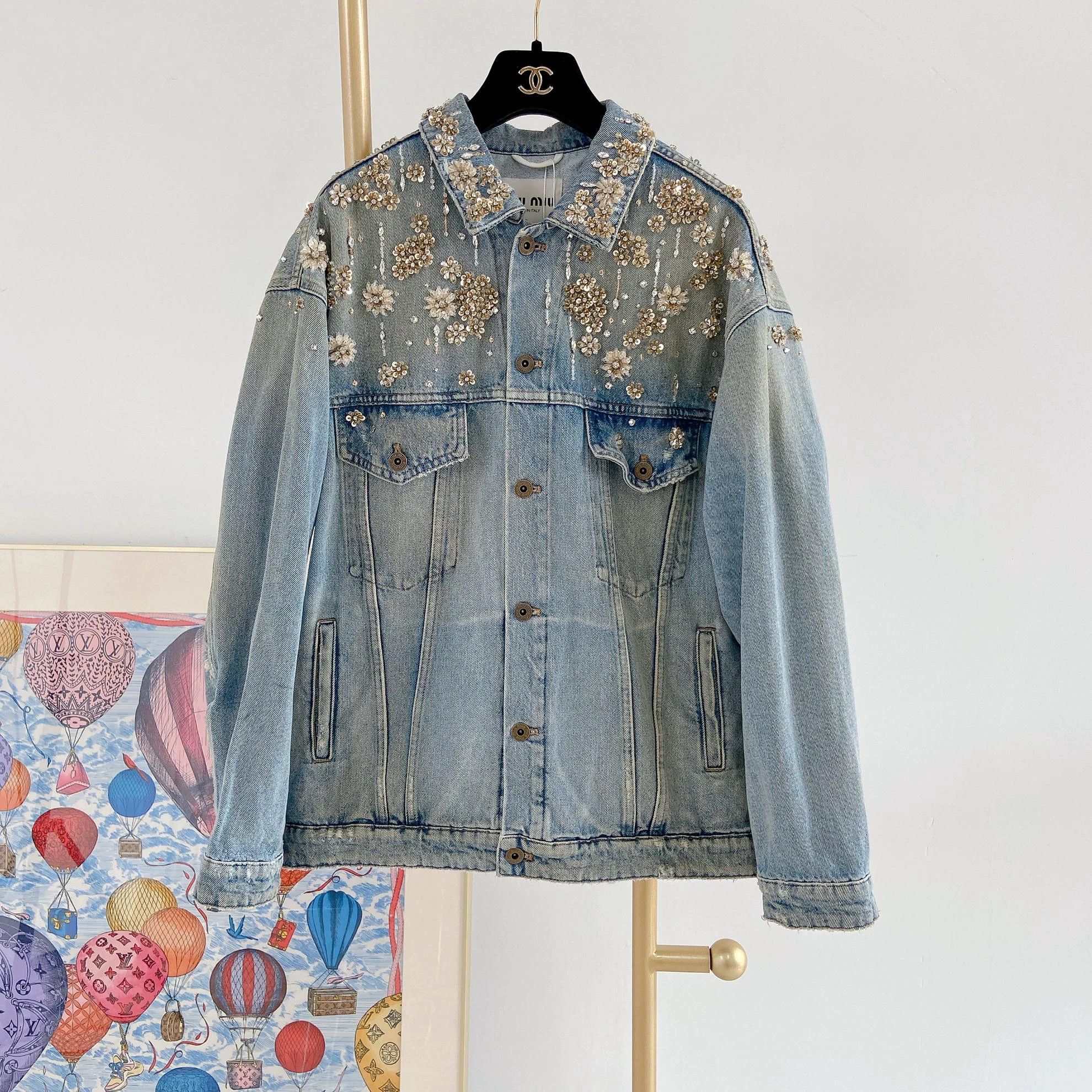 Miu Miu MIU MIU Beaded Studded Denim Jacket 40 Size S / US 4 / IT 40 - 2 Thumbnail
