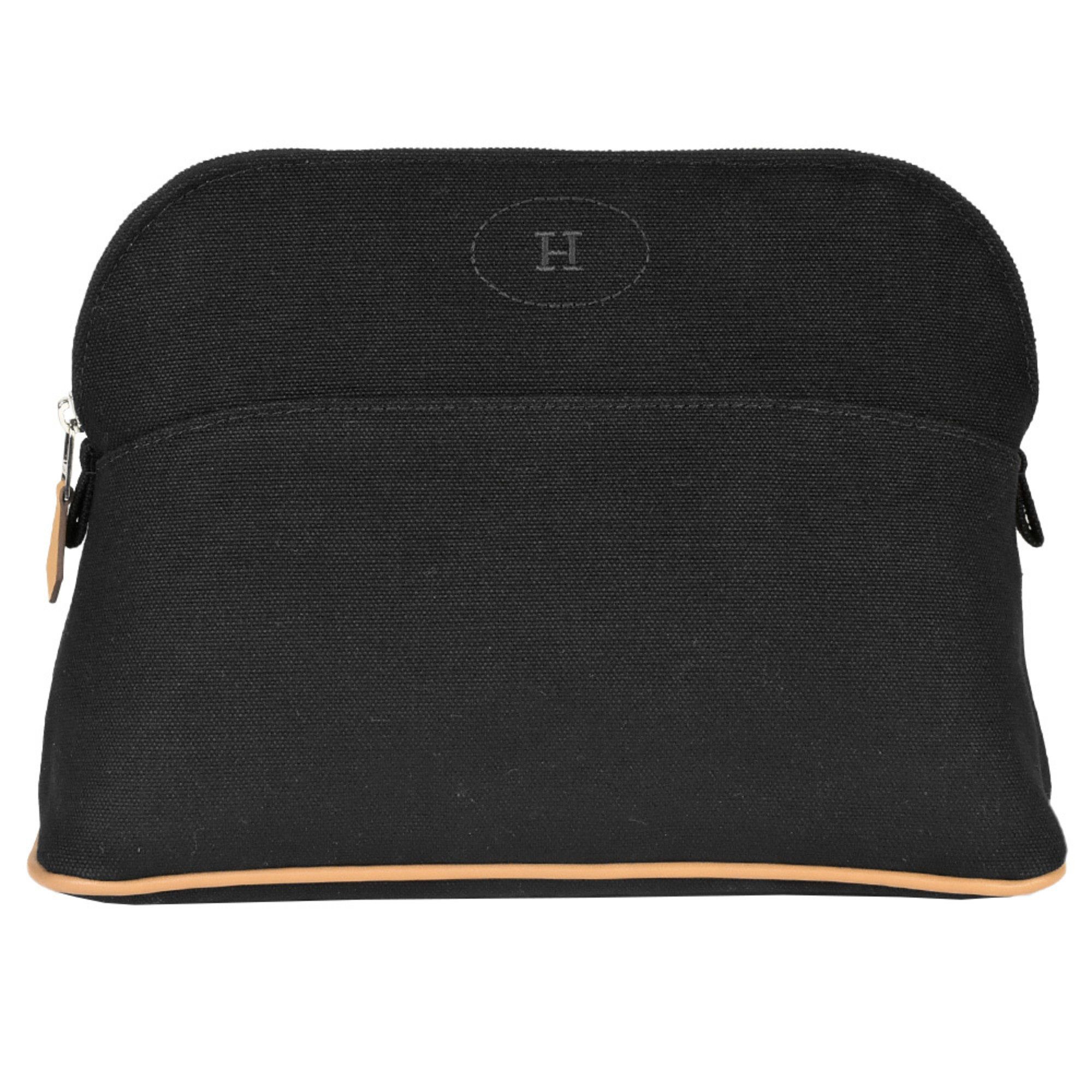 image of Hermes Bolide Pouch 25 Canvas Black, Women's