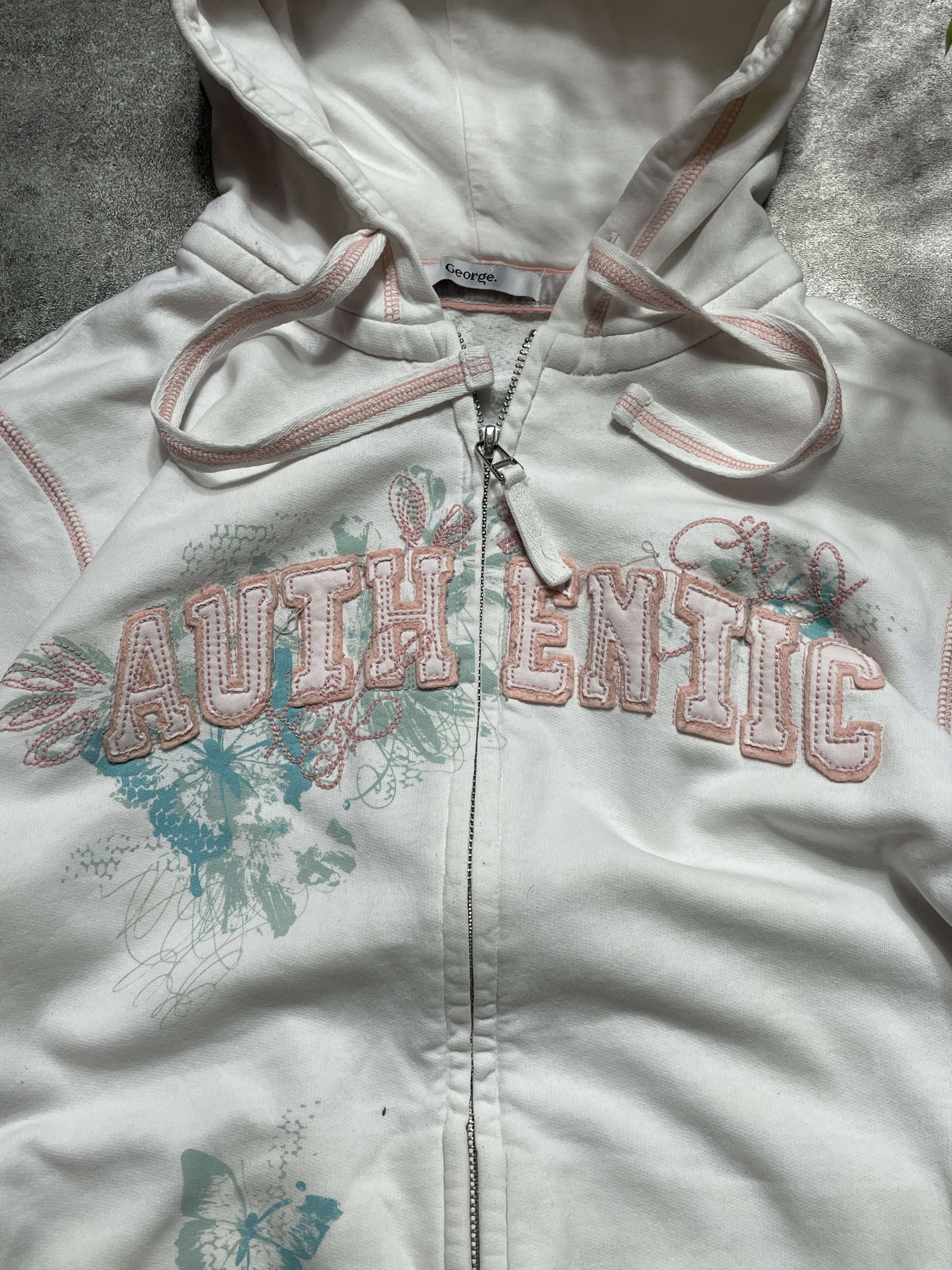 Vintage RARE! Vintage Y2K Hoodie Zip Spellout Boxy Fit Size XS / US 0-2 / IT 36-38 - 3 Thumbnail