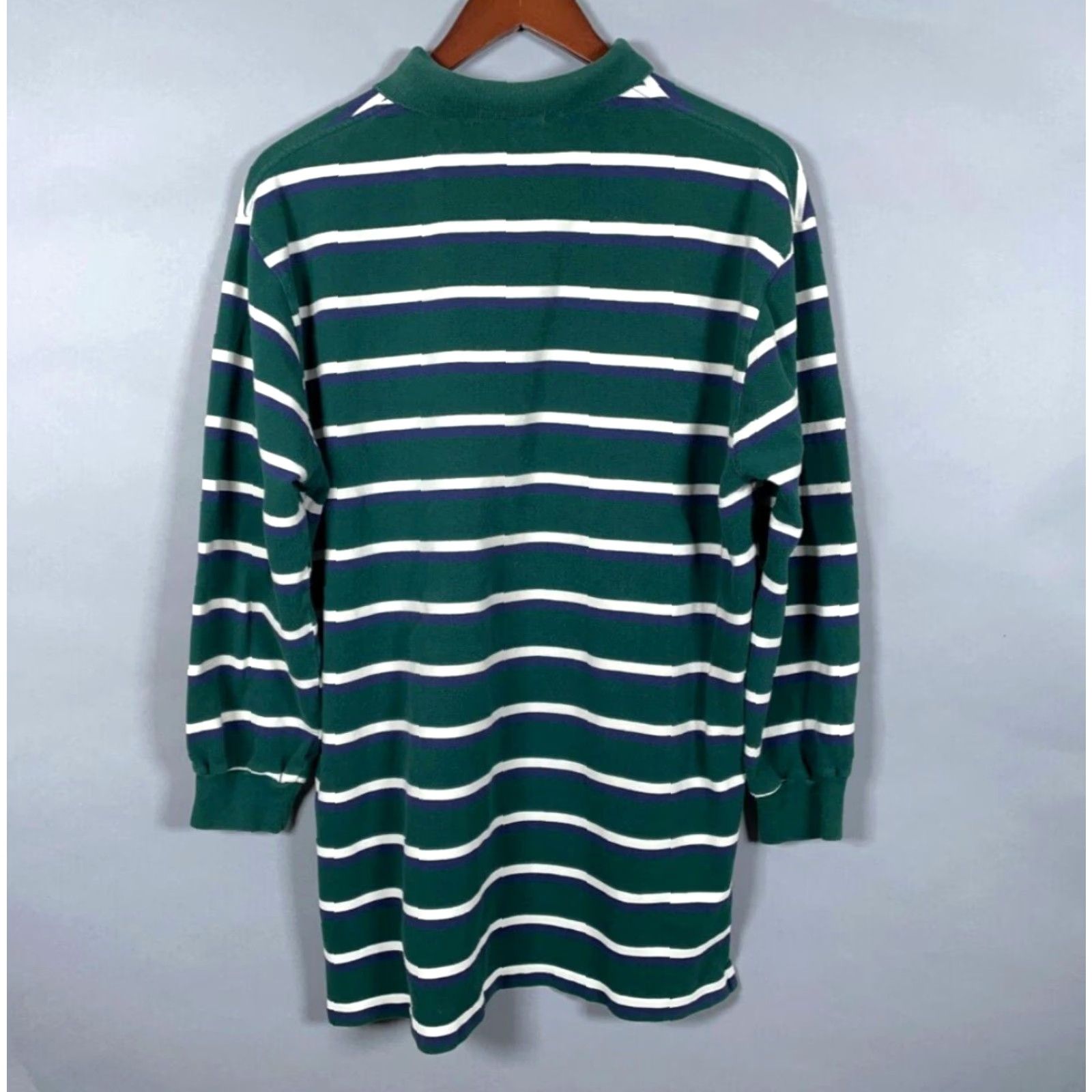 Polo Ralph Lauren VINTAGE Polo Ralph Lauren Striped 3/4 Sleeve Polo Shirt Adult XL Green Blue Cotton Casual 90s Mens Size US XL / EU 56 / 4 - 3 Thumbnail