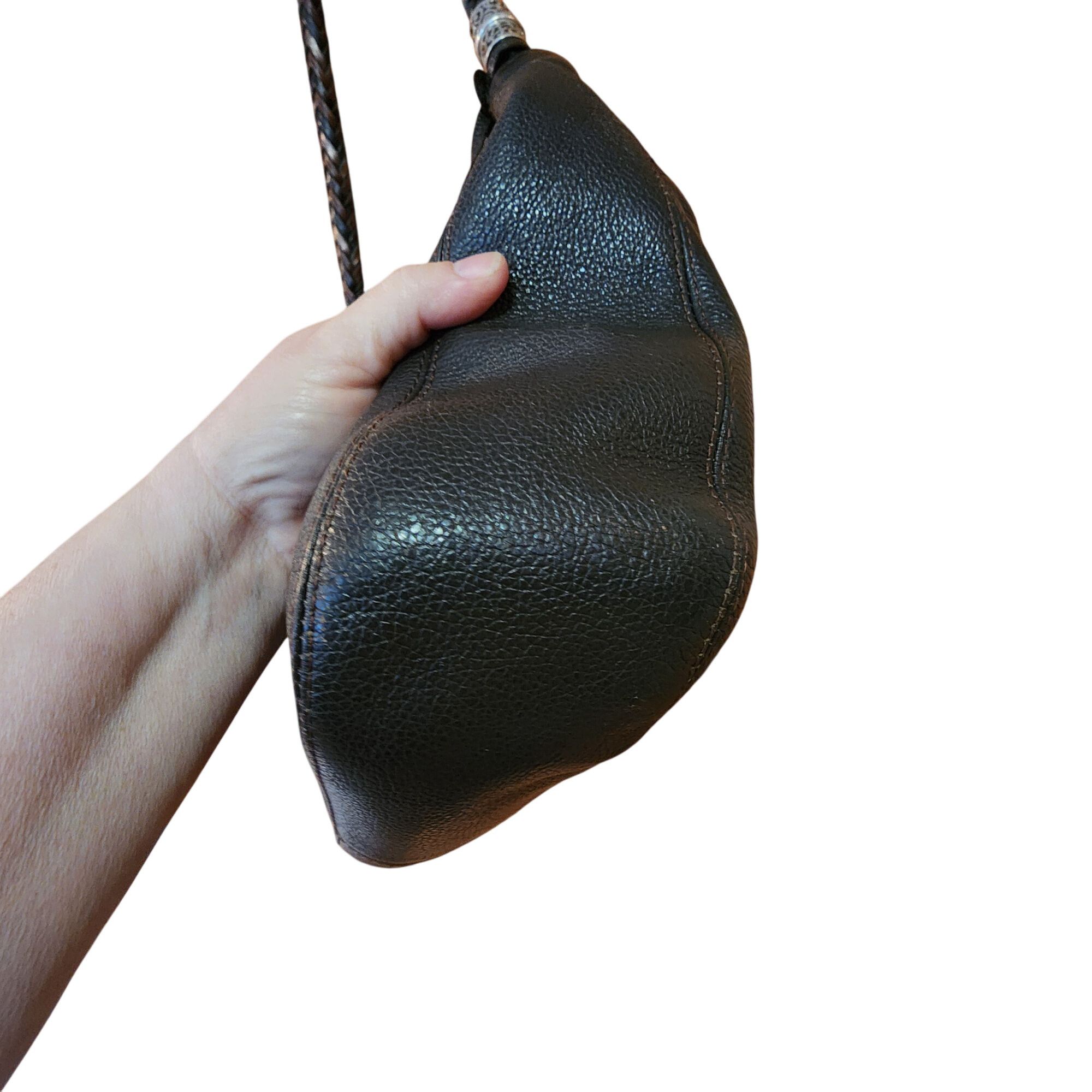 Brighton BRIGHTON Barbados Brown Pebbled Leather Hobo Shoulder Bag Wi Size ONE SIZE - 3 Thumbnail