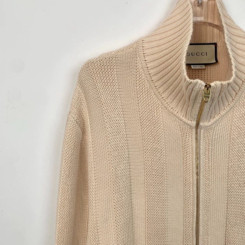 Gucci Gucci Beige striped logo embroidery cotton zipper stand-up Size US M / EU 48-50 / 2 - 3 Thumbnail