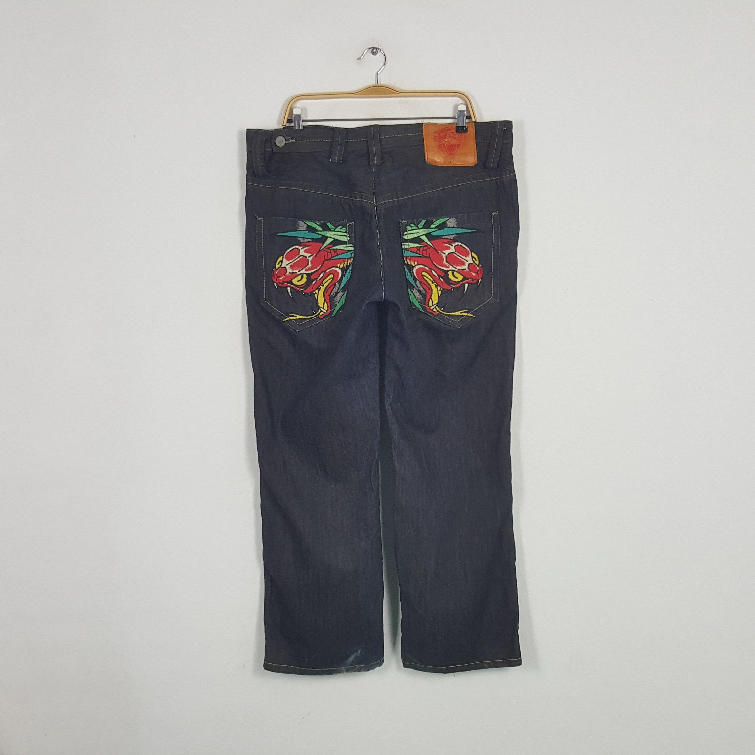 Christian Audigier × Ed Hardy × Vintage Vintage Ed Hardy American Brand Embroidery Art Denim Jeans Size US 38 / EU 54 - 4 Thumbnail