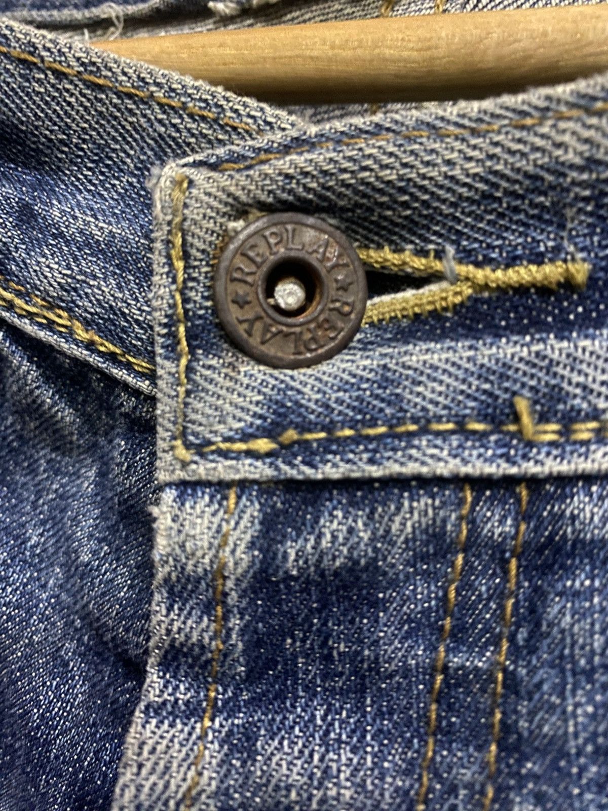 Replay VINTAGE REPLAY Rhinestone Logo Jeans Y2K Archival Lot MV909 Size US 32 / EU 48 - 8 Thumbnail