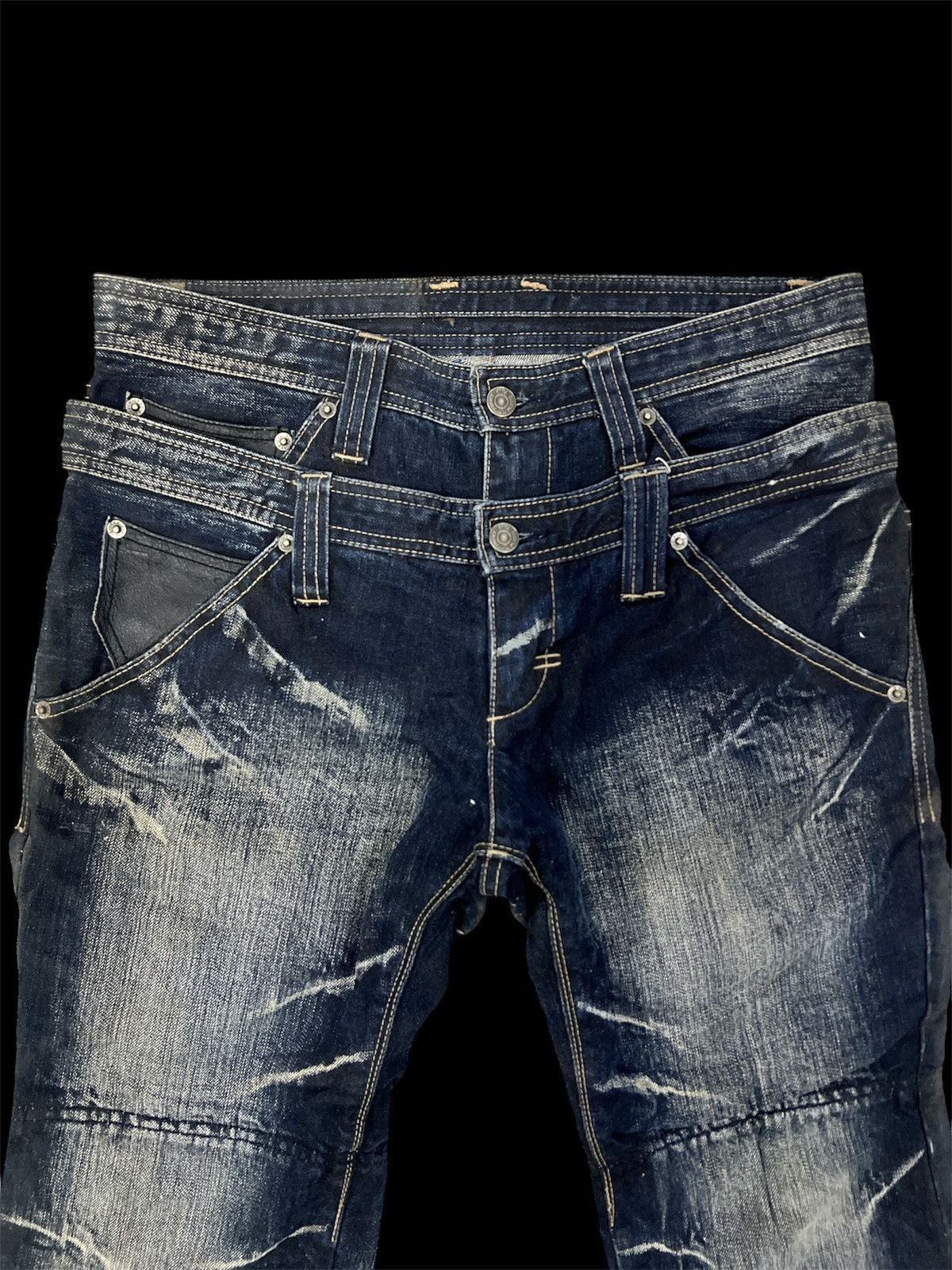 Designer × Japanese Brand × Vintage DOUBLE WAIST PPFM DISTRESSED DENIM PANT Size US 32 / EU 48 - 4 Thumbnail