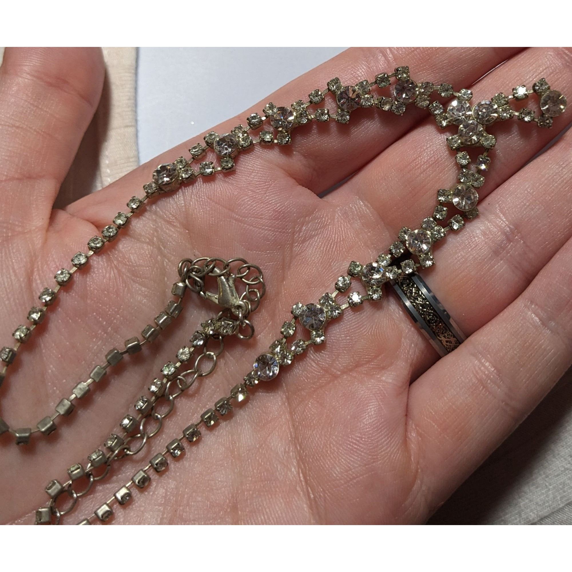 Other Vintage Silver Rhinestone Bridal Necklace Size ONE SIZE - 8 Thumbnail