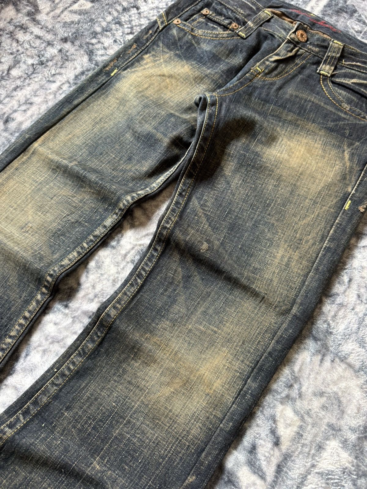 GOSTAR DE FUGA × Hysteric Glamour × Japanese Brand Drive Jeans Japan Mud Wash Low Rise Flared Jeans Size US 26 / EU 42 - 5 Thumbnail