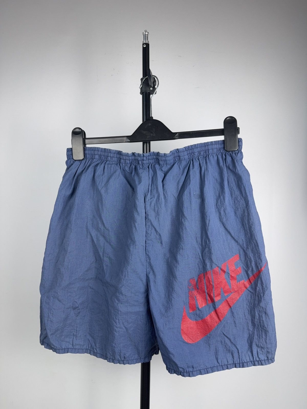 Nike 80s Retro Vintage Nike Swim Shorts Faded Blue Big Logo Y2K L Size US 35 - 12 Thumbnail