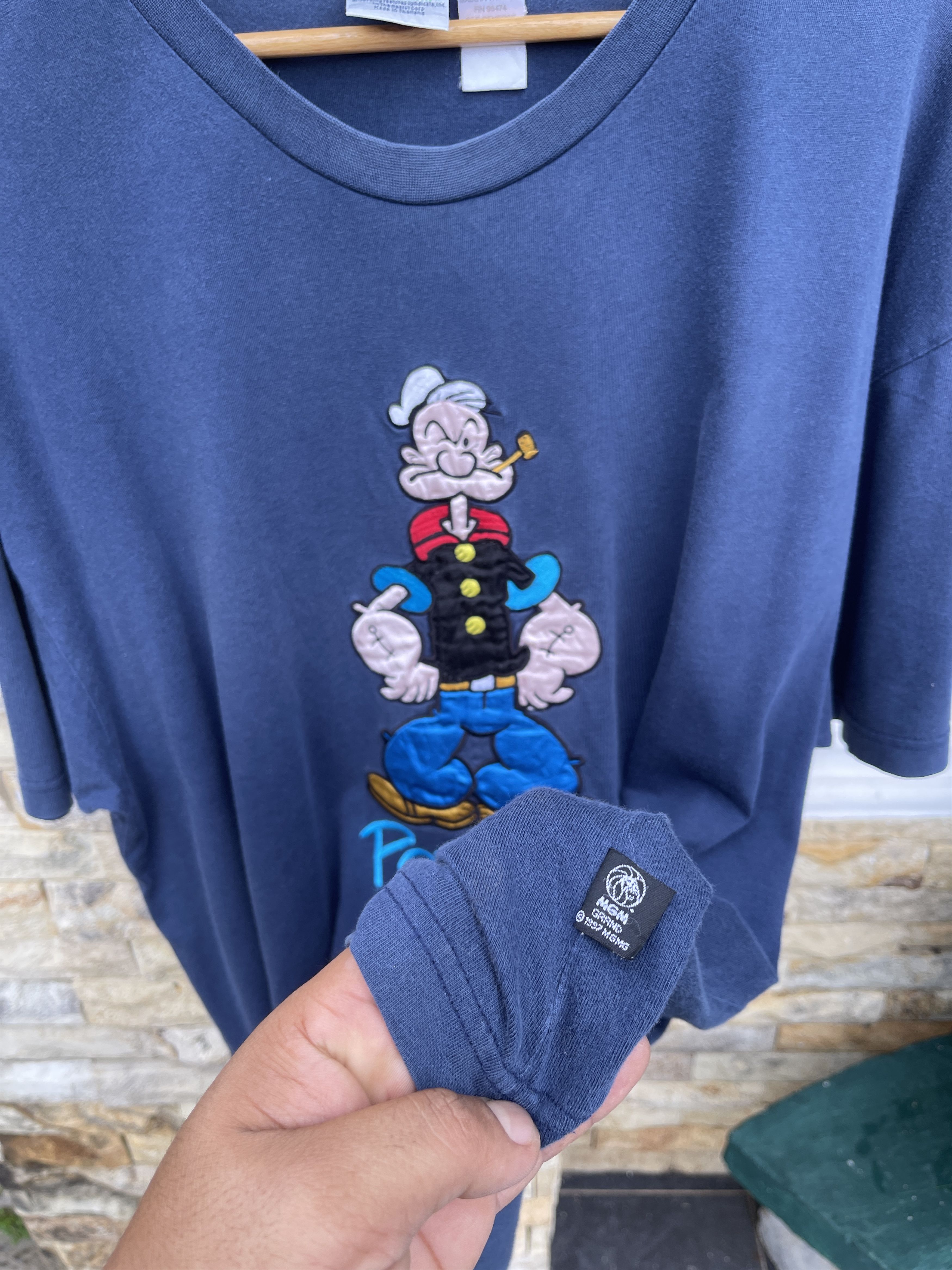 Cartoon Network Rare🔥Vintage 90s POPEYE Embroidered Logo T-Shirt Size US XL / EU 56 / 4 - 3 Thumbnail