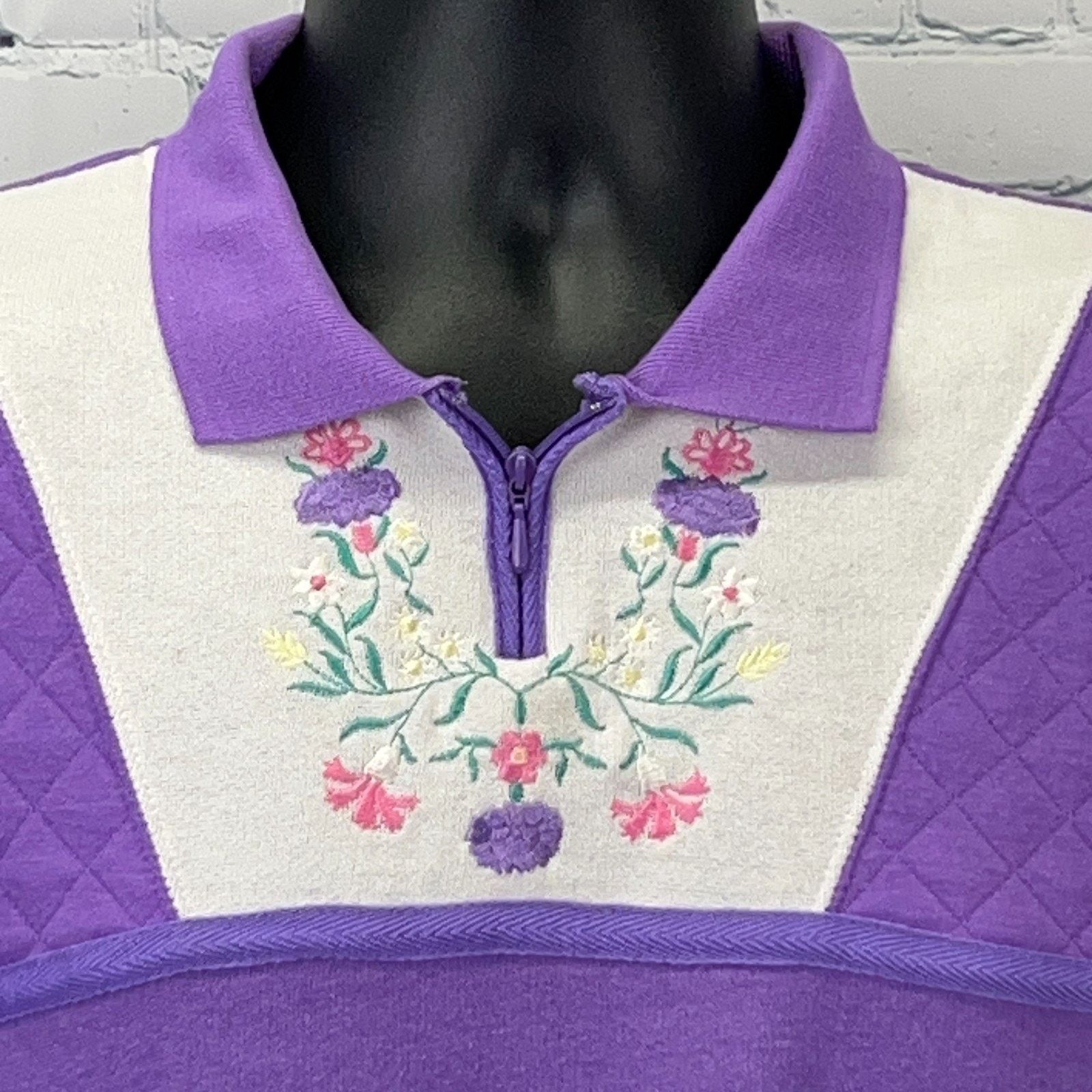 Vintage Vintage 80s Polo Sweatshirt Purple Granny Core Womens S Size S / US 4 / IT 40 - 3 Thumbnail