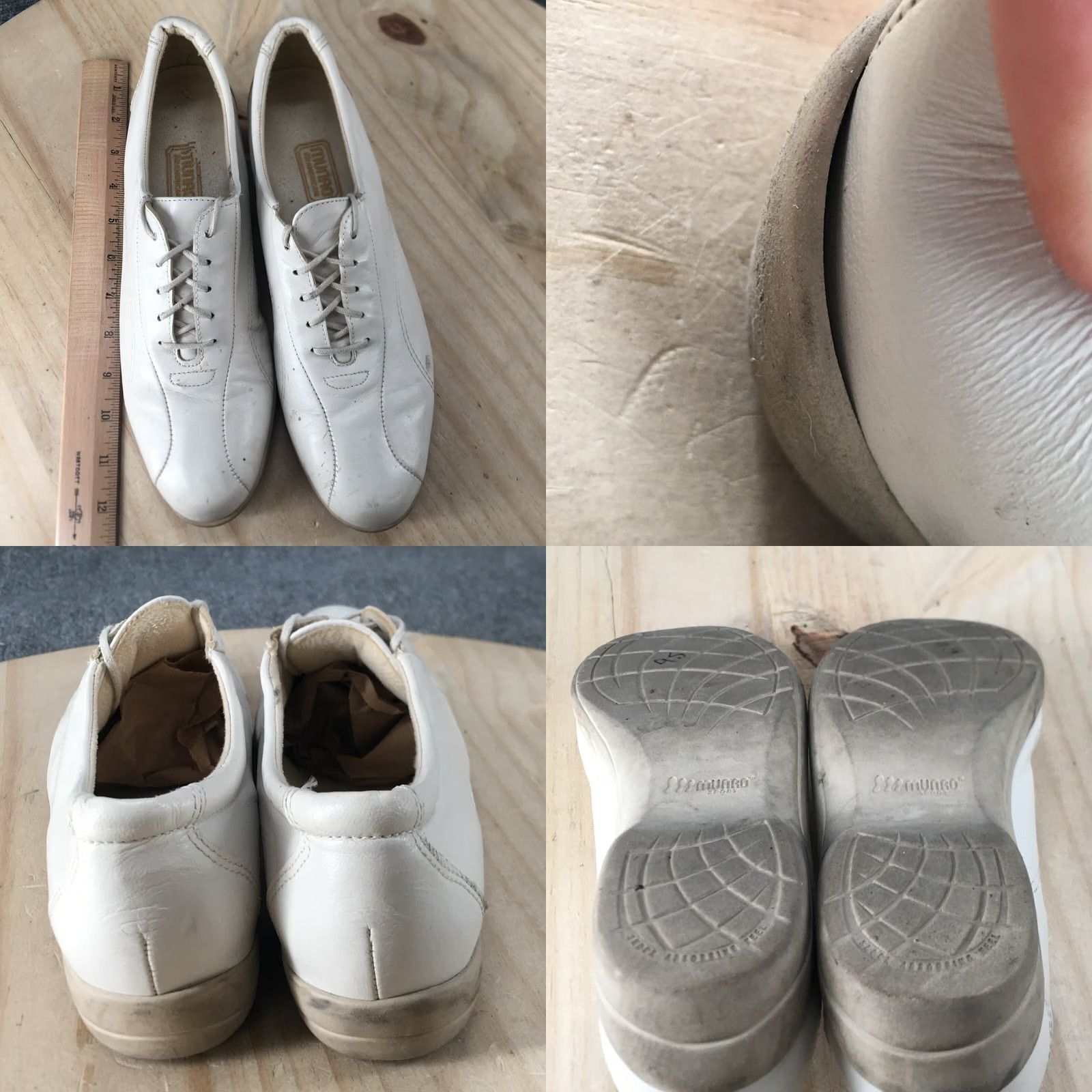 Vintage Munro Shoes Womens Low Top Sneakers Beige Leather Lace Up Casual Comfort N Size M / US 6-8 / IT 42-44 - 8 Thumbnail