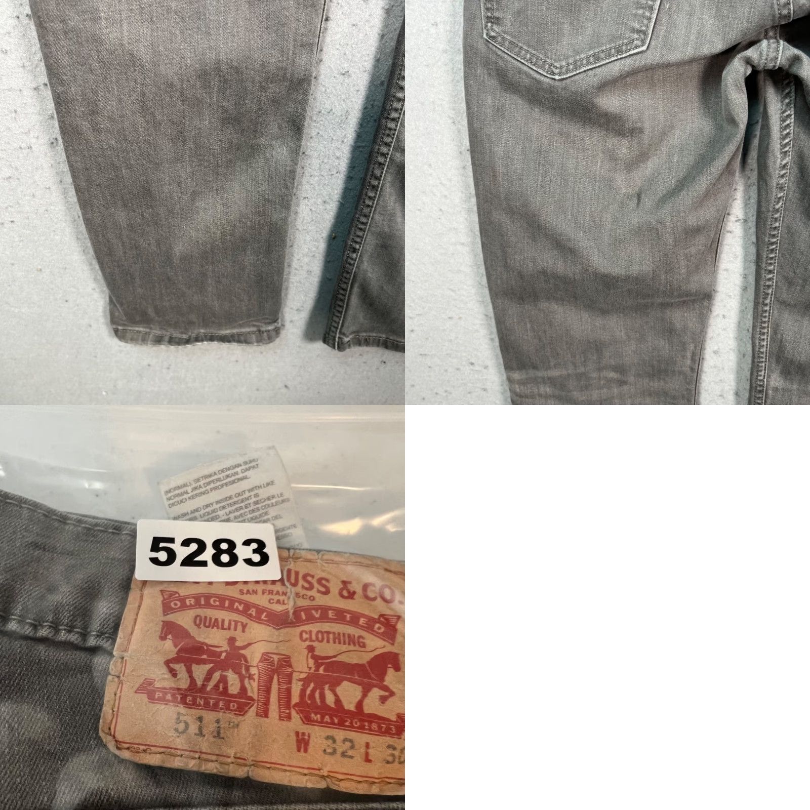Levi's Levis 511 Slim Jeans 32 x 28 Gray Cotton Blend Denim Men Pockets 5-Pocket Logo Vintage: No Size US 32 / EU 48 - 9 Thumbnail