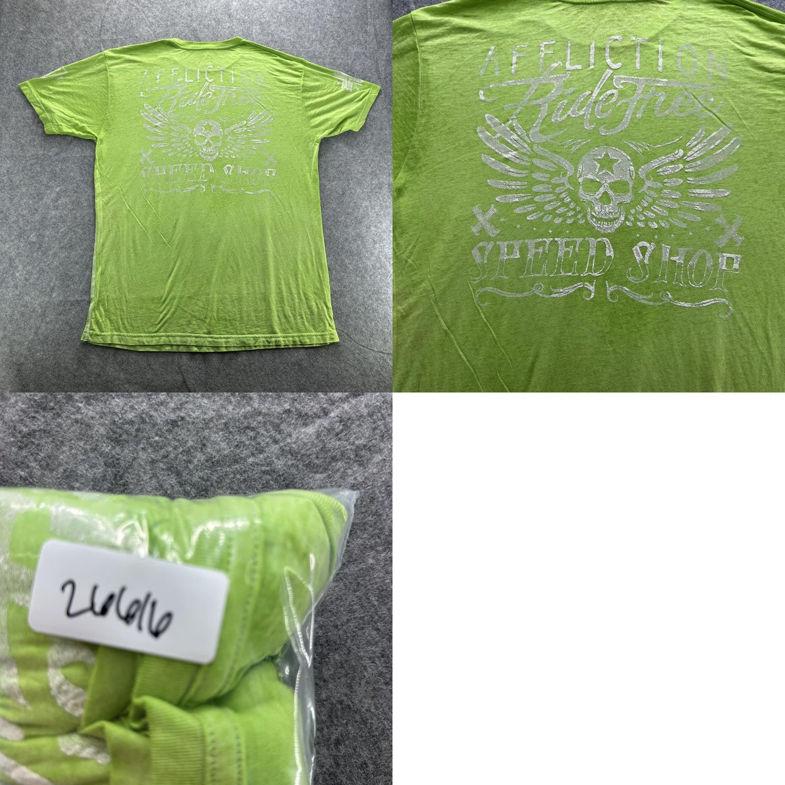Affliction Affliction Shirt 3XL Mens Neon Green Motorcycle Graphic Ride Free Speed Shop Size US XXL / EU 58 / 5 - 8 Thumbnail