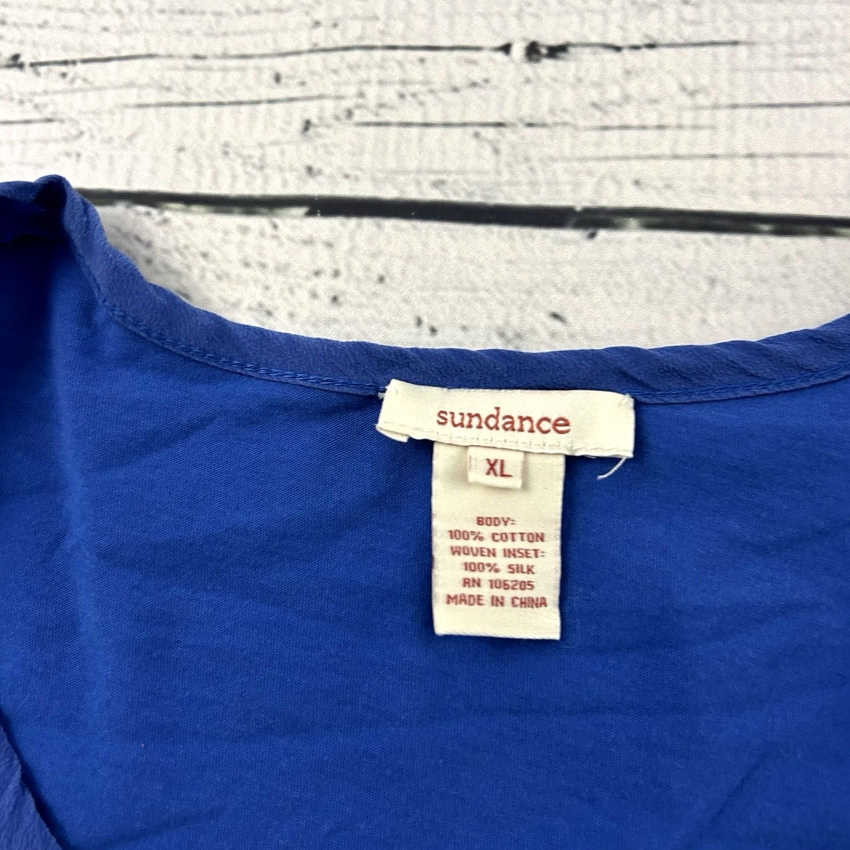 Vintage Sundance Silk Cotton 3/4 Sleeve Flowy Top Women's XL Blue Blouse Shirt Womens XL Blue Silk Cotton 3/4 Sleeve Flowy Size XL / US 12-14 / IT 48-50 - 2 Thumbnail