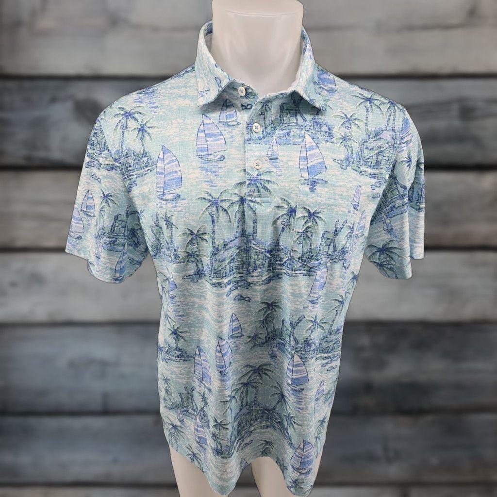 Izod Izod Saltwater Polo Shirt Mens L Sailboats Palm Trees All Over Print Polo Shirt Mens L Multicolor Beach Summer 90s? Size US L / EU 52-54 / 3 - 1 Thumbnail