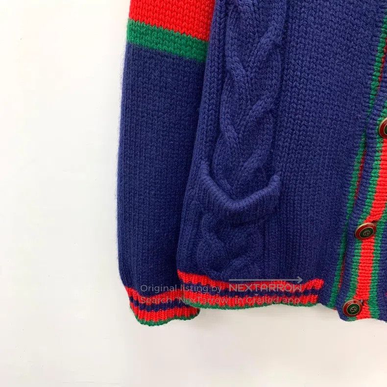 Gucci Gucci Dark blue twisted wool V-neck single-breasted long-s Size XS / US 0-2 / IT 36-38 - 4 Thumbnail