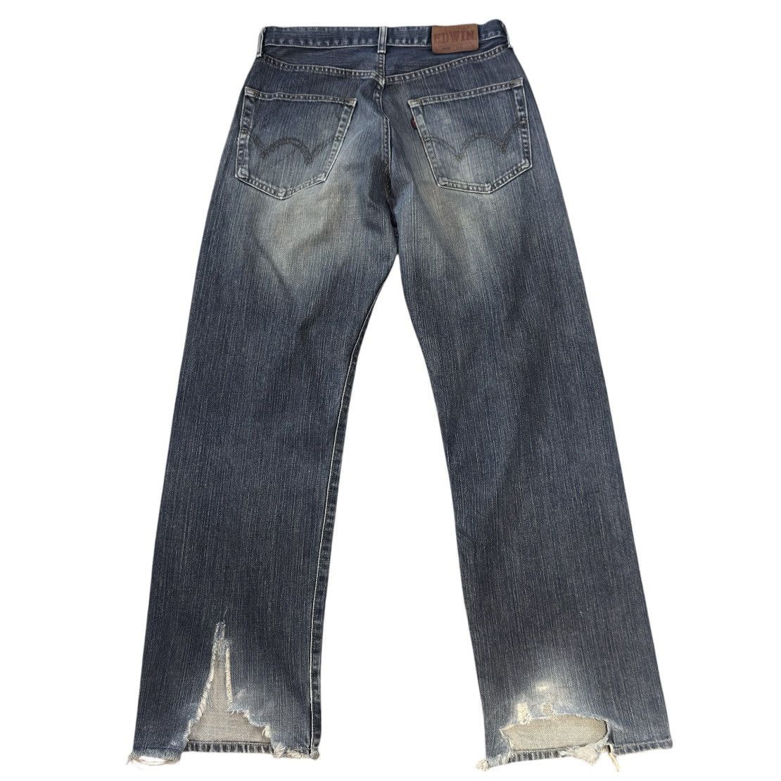 Edwin 🇯🇵 Vintage 90s Japanese Edwin 503 Rusty Destroyed Denim Size US 31 - 2 Thumbnail