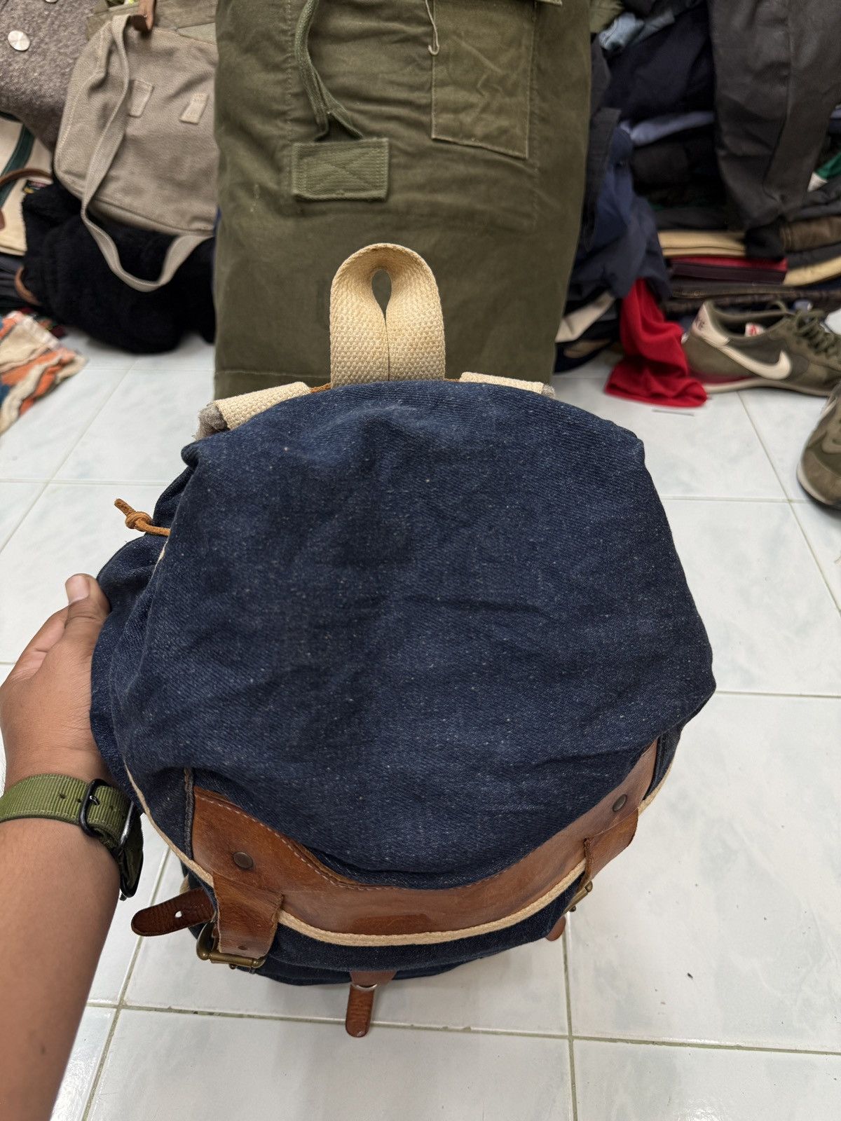 Overland 🔥🔥🔥ARCHIVE OVERLAND DENIM LEATHER BAGPACK Size ONE SIZE - 6 Thumbnail