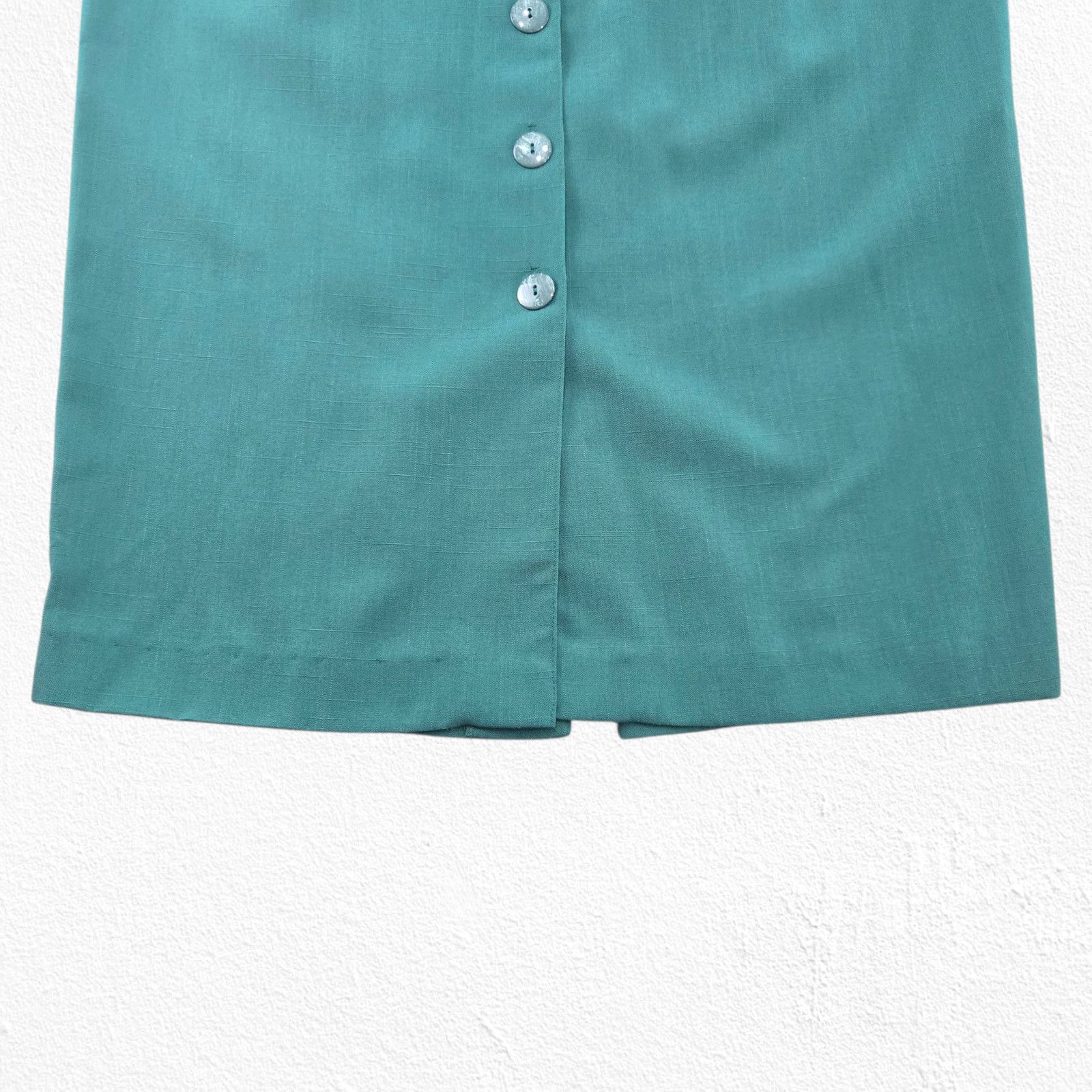 Vintage Vintage Green Teal Button Front Pencil Midi Skirt Size 16 Size 38" / US 16 / IT 52 - 4 Thumbnail
