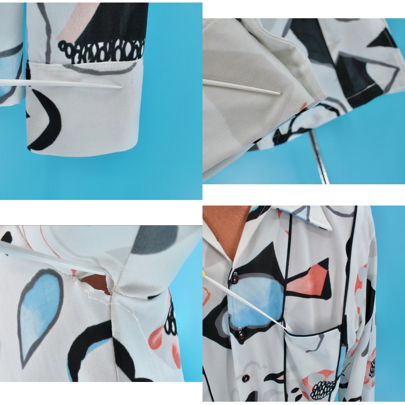 Vintage VINTAGE Joel Shirt L White Men VTG 70s Black Abstract Pattern Polyester 1970s Disco Size US L / EU 52-54 / 3 - 8 Thumbnail