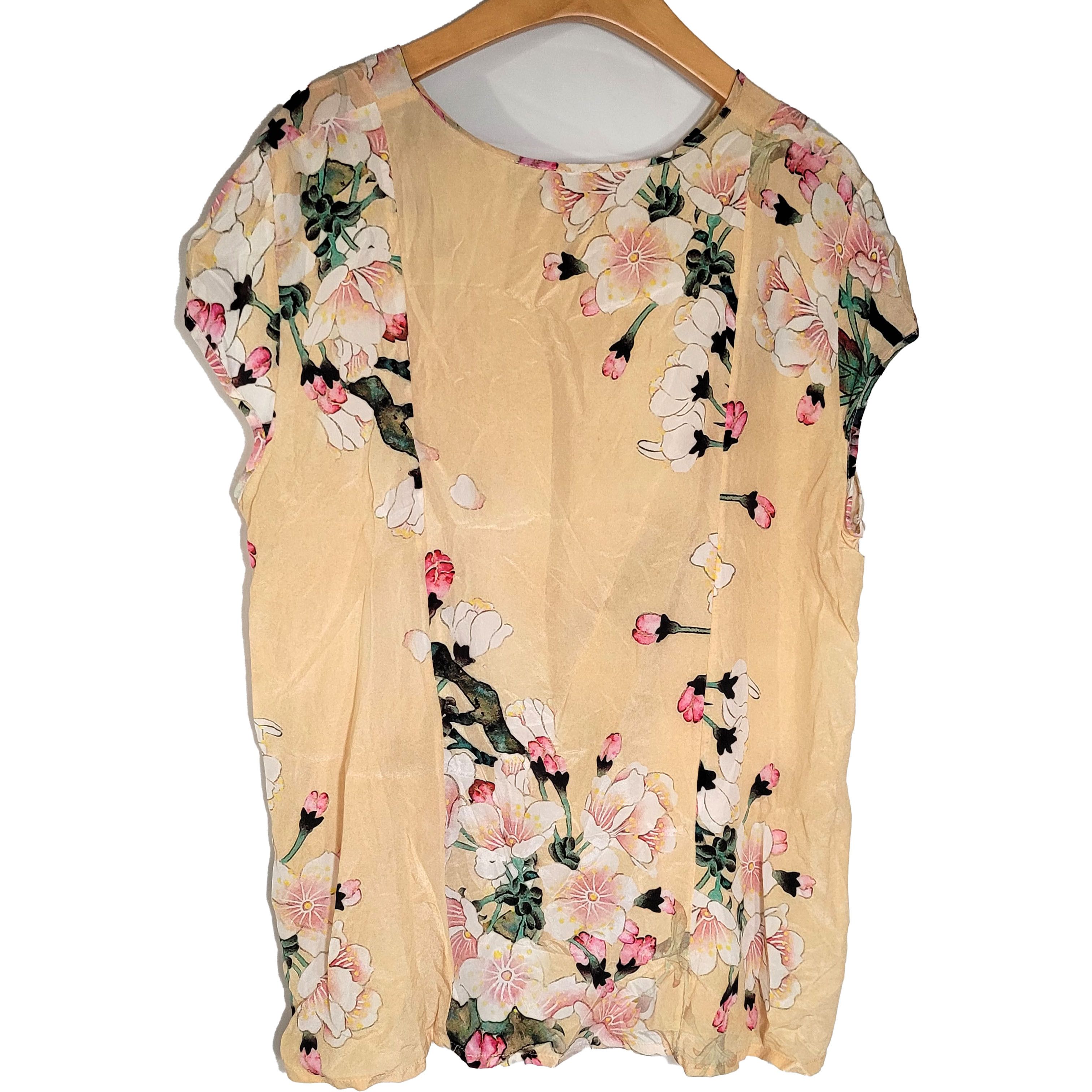 Other Women's 100% Silk Size XL Short Sleeve Top Shirt SDJ591 Size XL / US 12-14 / IT 48-50 - 2 Thumbnail