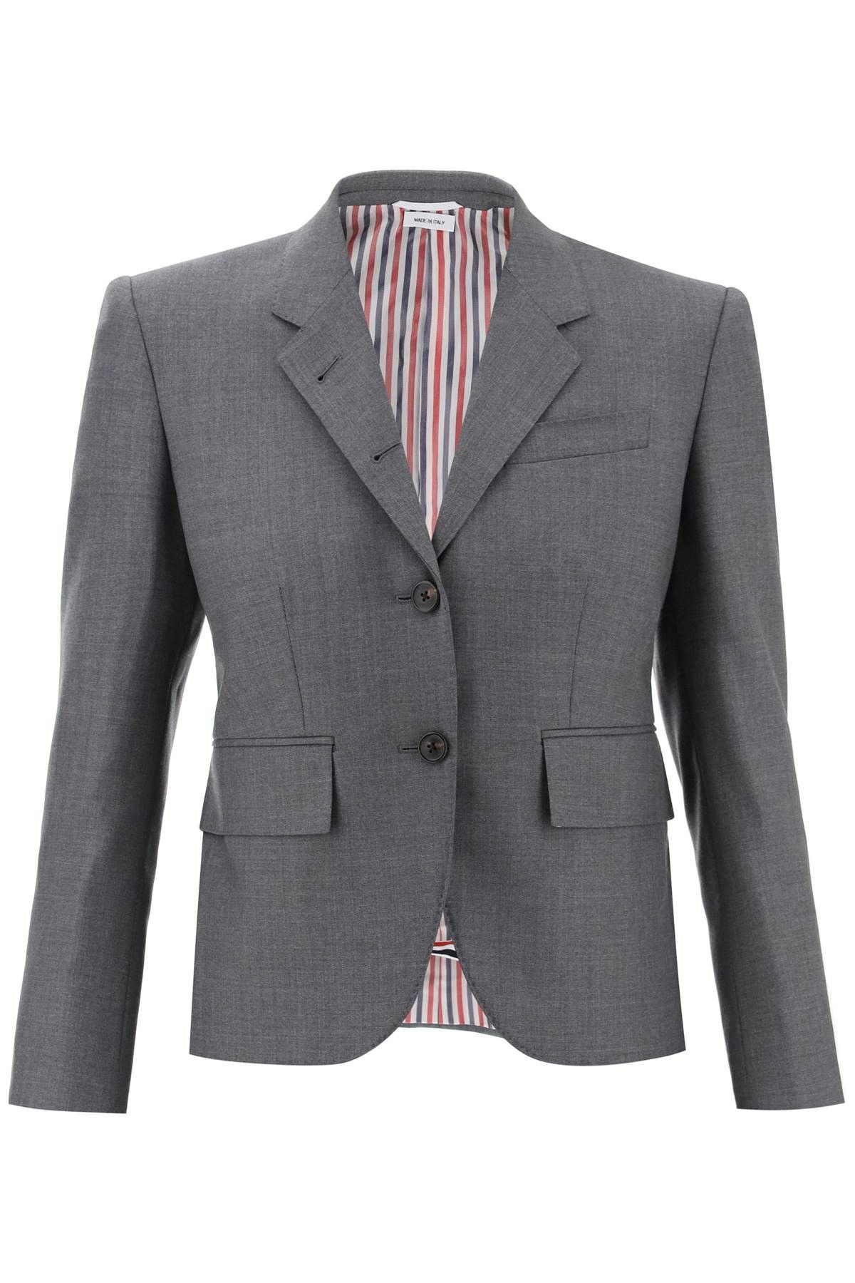 THOM BROWNE Single-Breasted Cropped Jacket In 120'S Wool
