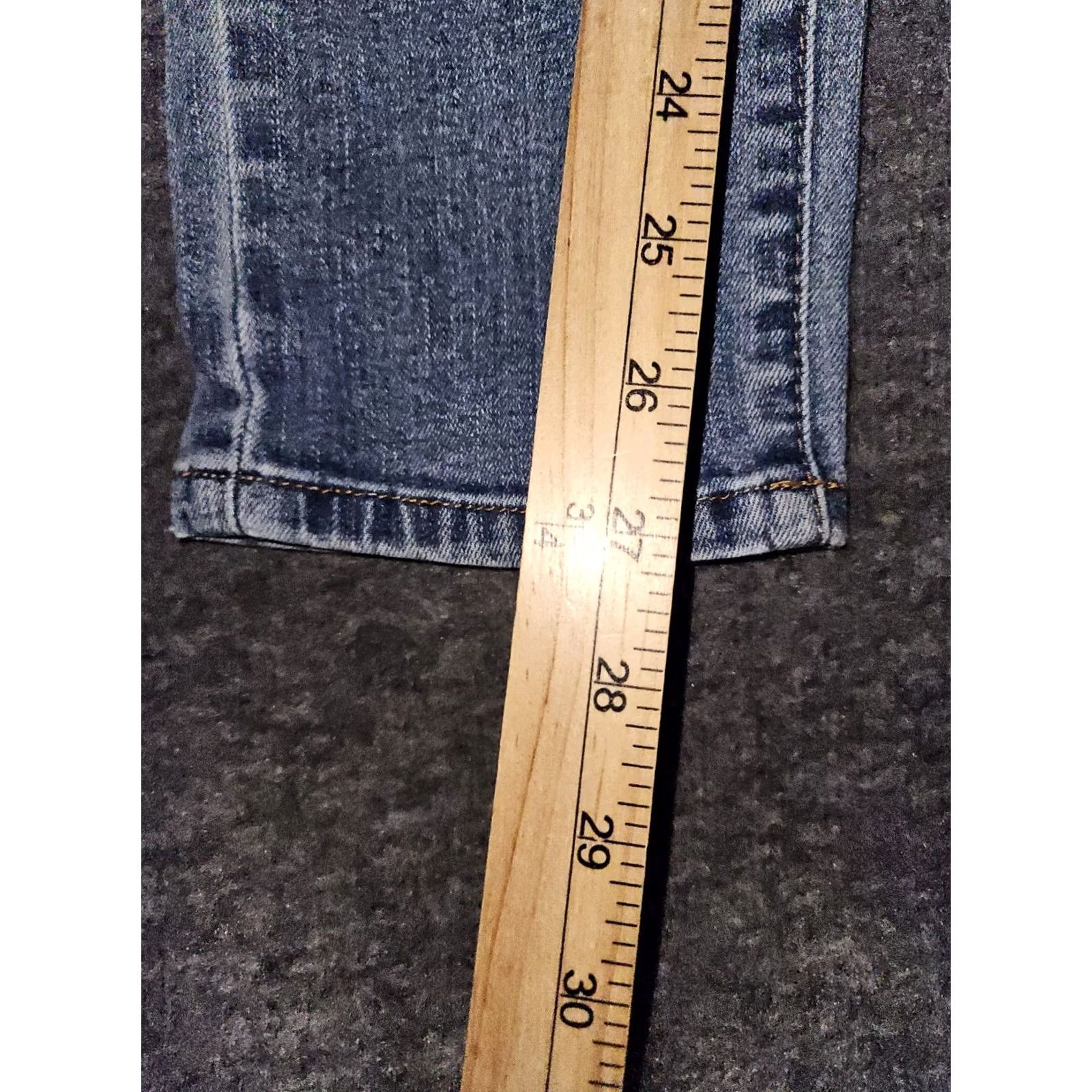 Vintage Kancan Skinny Jeans Juniors 23 Low Rise Blue Stretch Distressed Preppy Casual Denim Womens Size 40" / US 18 - 6 Thumbnail