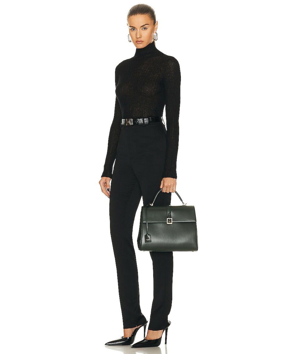 Saint Laurent Paris o1bcso1str0325 Size: OS/Bo Top Handle Velvet in Dark Green Size ONE SIZE - 6 Thumbnail