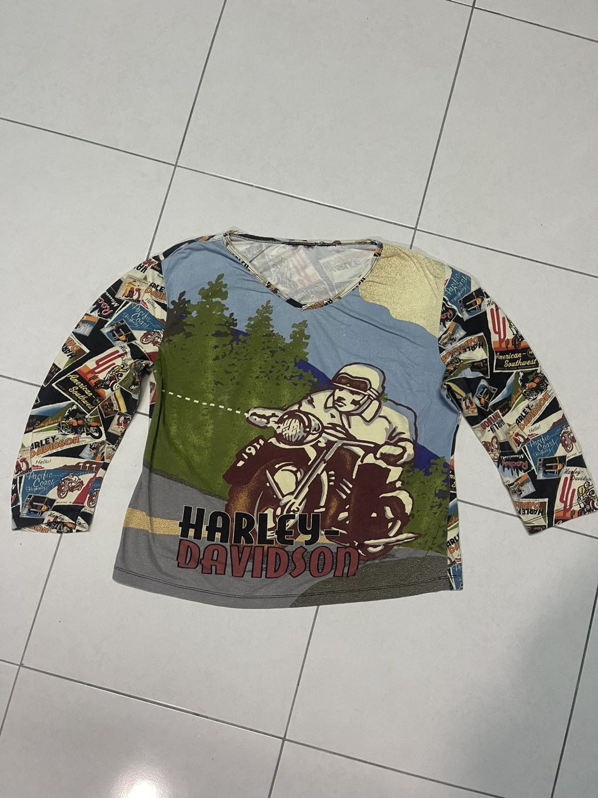 🔥HOT🔥VINTAGE HARLEY DAVIDSON FULL PRINT VERY RARE