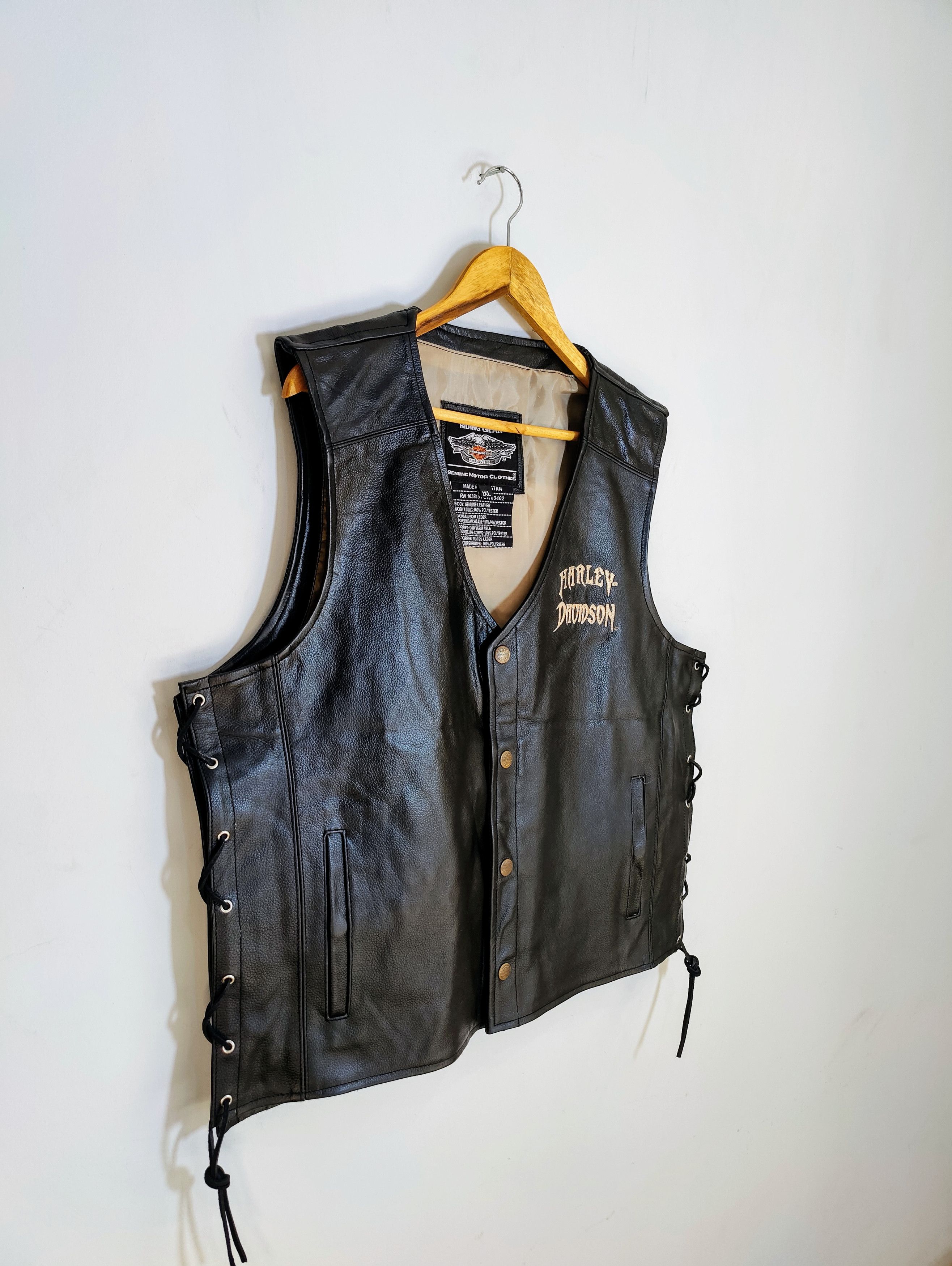 Harley Davidson 🔥Harley Davidson Motorcycle Leather Vest Biker Gear Size US L / EU 52-54 / 3 - 3 Thumbnail