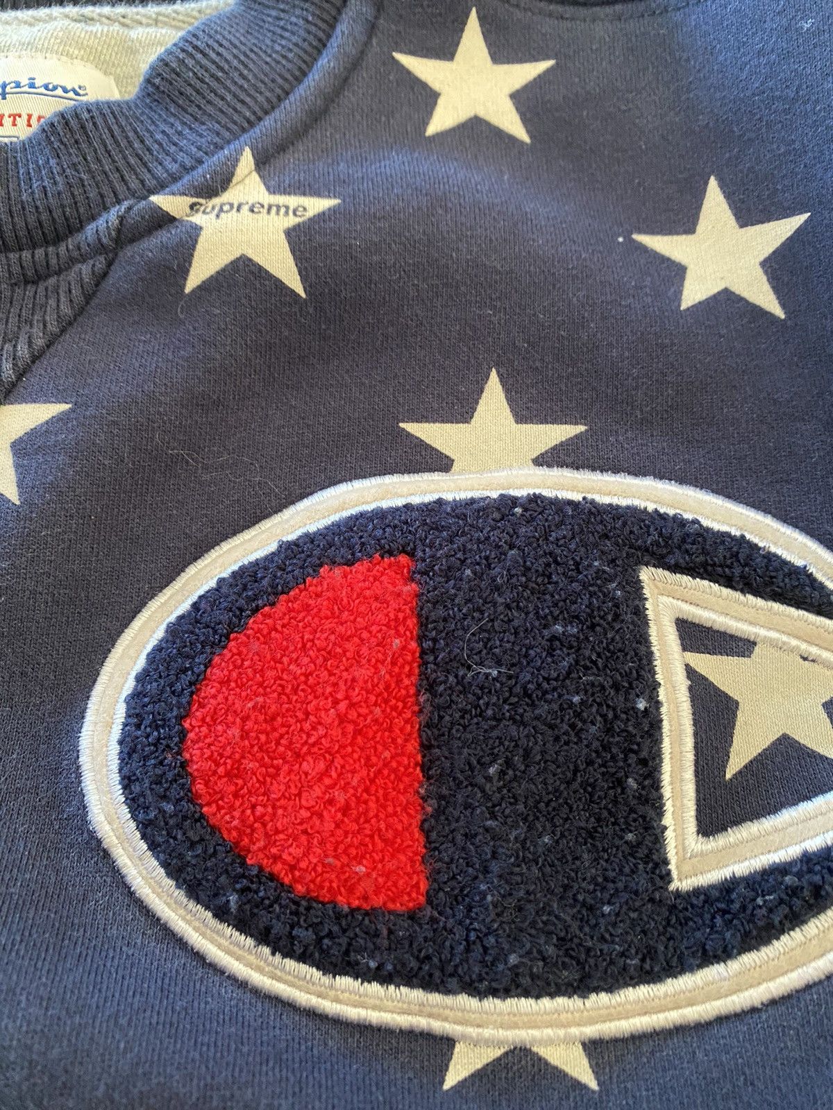 Champion × Supreme Supreme X Champion Stars Crewneck Navy Size US M / EU 48-50 / 2 - 6 Thumbnail