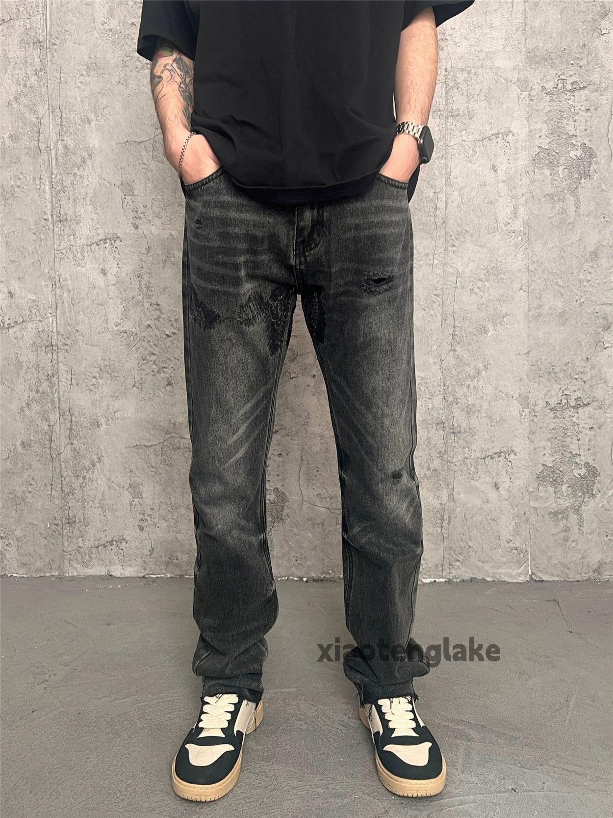 Jean × Vintage washed faded punk grunge damaged ripped jeans Size US 32 / EU 48 - 1 Thumbnail